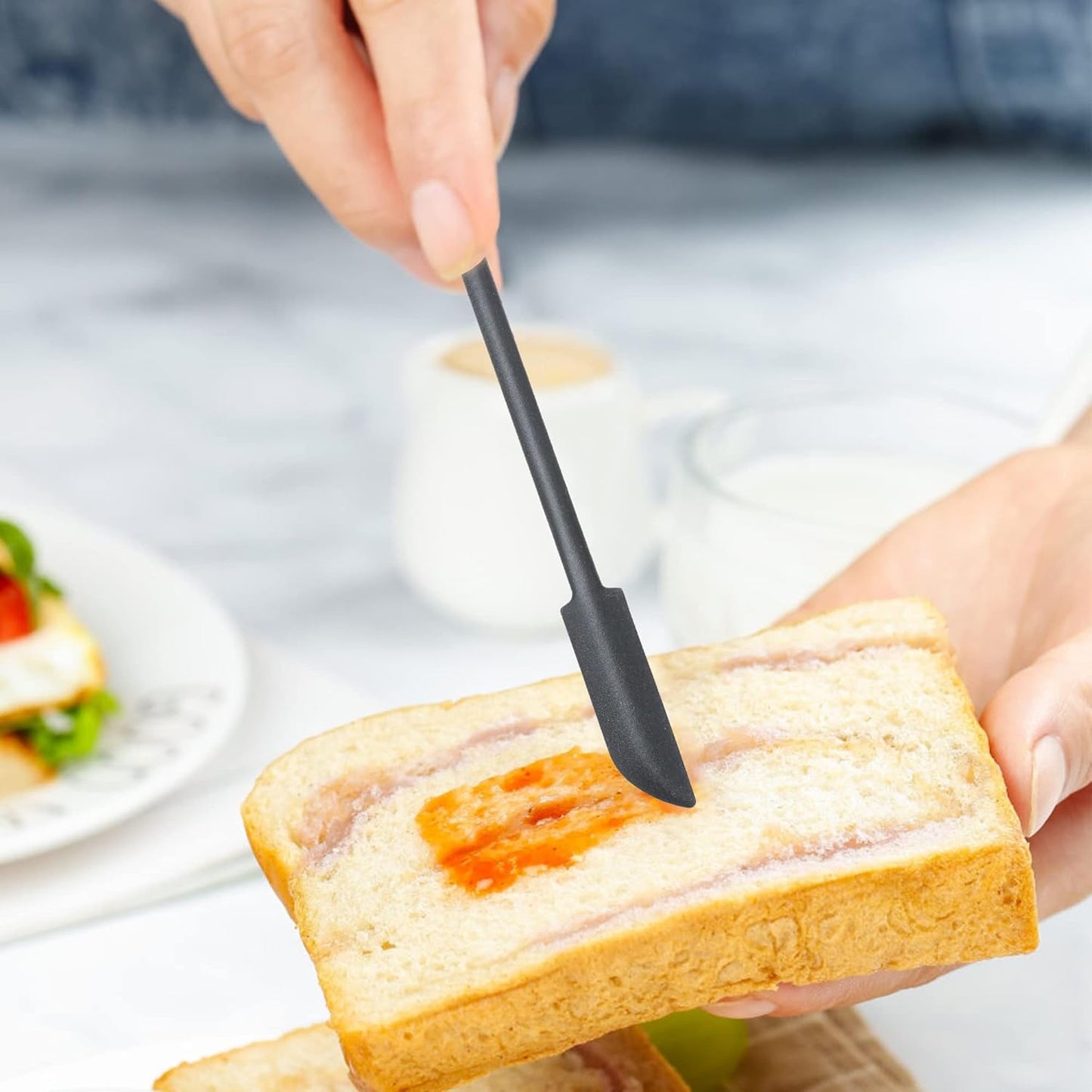 Mini Spatula Silicone Spatula Set - 4pcs Small Makeup Scrapers for Cosmetics, Reusable Beauty Tiny Tools, Thin Jar Scraper, Get the Last of the Makeup Out of the Bottle(Light Green and Black)