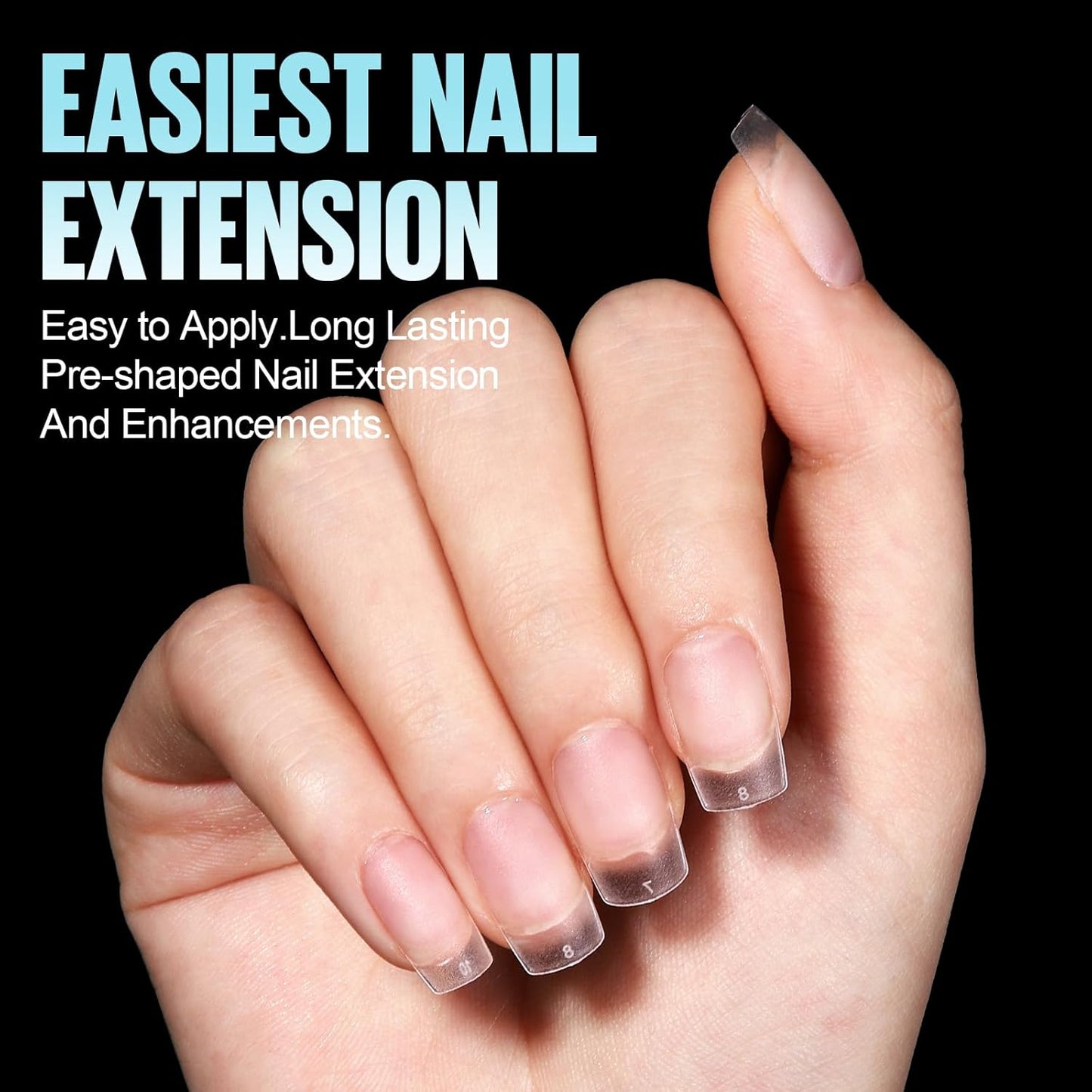 TOMICCA Short Square Gel Nail Tips, 15 Sizes No File Square Tips Full Cover, 360Pcs Soft Fake Acrylic Nails for Home DIY Nail Salon Manicure