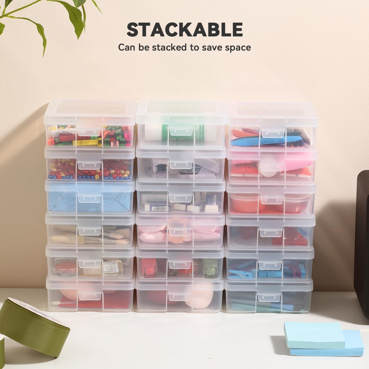 18 Pack Small Plastic Storage Containers Clear Arts & Crafts Storage Boxes & Organizers Stackable Small Containers With Lids For Organizin (Set 1)