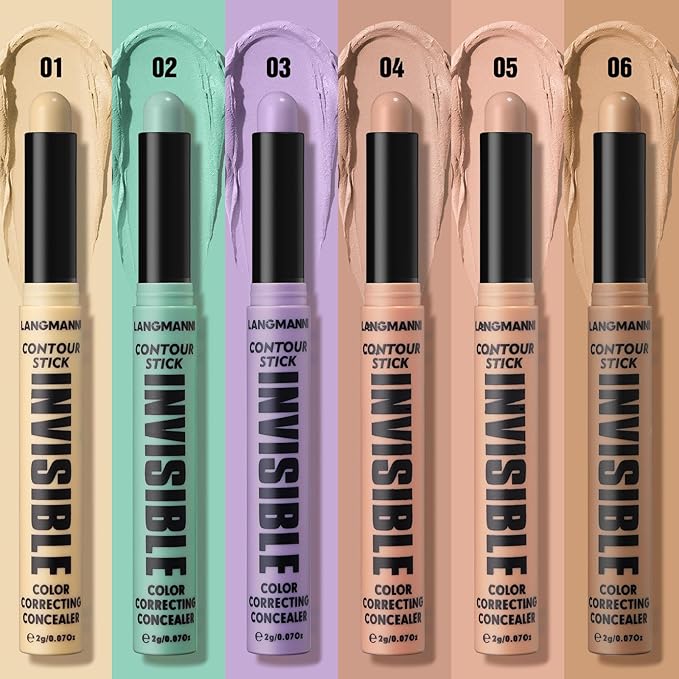 LANGMANNI Multi-Use Face Contour Stick,Highlighter & Concealer Stick, Combo Use For Correcting Color Balancing (#02+#03+#04+#06, 4 Count (Pack of 1))