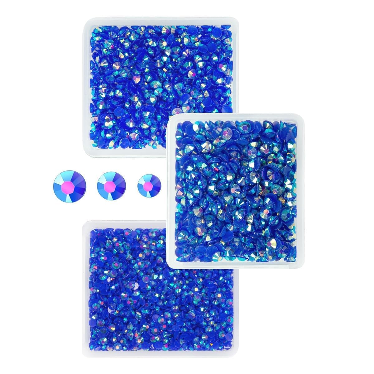 Dark Blue AB Resin Rhinestones for Crafting 3mm 4mm 5mm Royal Blue Flatback Jelly Stones SS10 SS16 SS20 Non-Hotfix Diamonds Crystals Gems for Nails Face Eyes Makeup Tumblers Bottles DIY Crafts