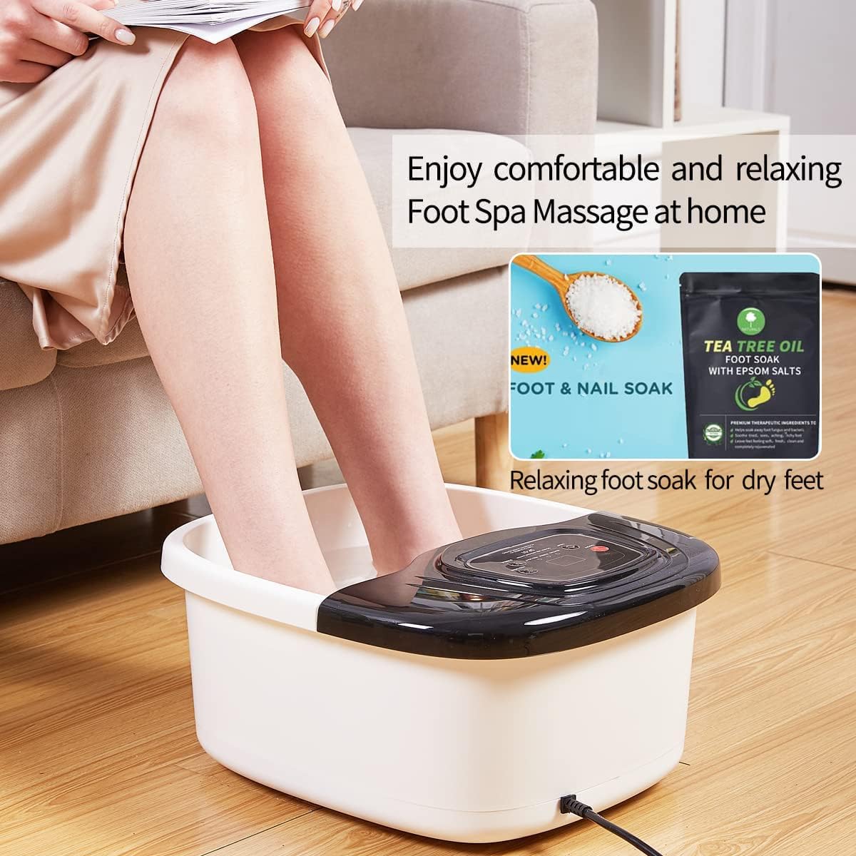 Foot Spa Bath Massager with Heat, Epsom Salt,Bubbles, Vibration and Red Light, Tub for Stress Relief,Foot Soaker, Birthday Gifts for Mom Dad Women Men Her Him