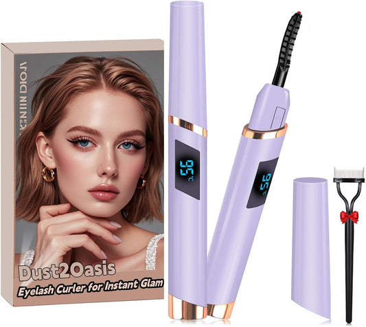Heated Eyelash Curler, Electric Eyelash Curler, Rechargeable Lash Curler with Eyelash Comb for Makeup Natural Curling Eye Lashes and 24 Hours Long Lasting - Purple 2025 Updated New Model