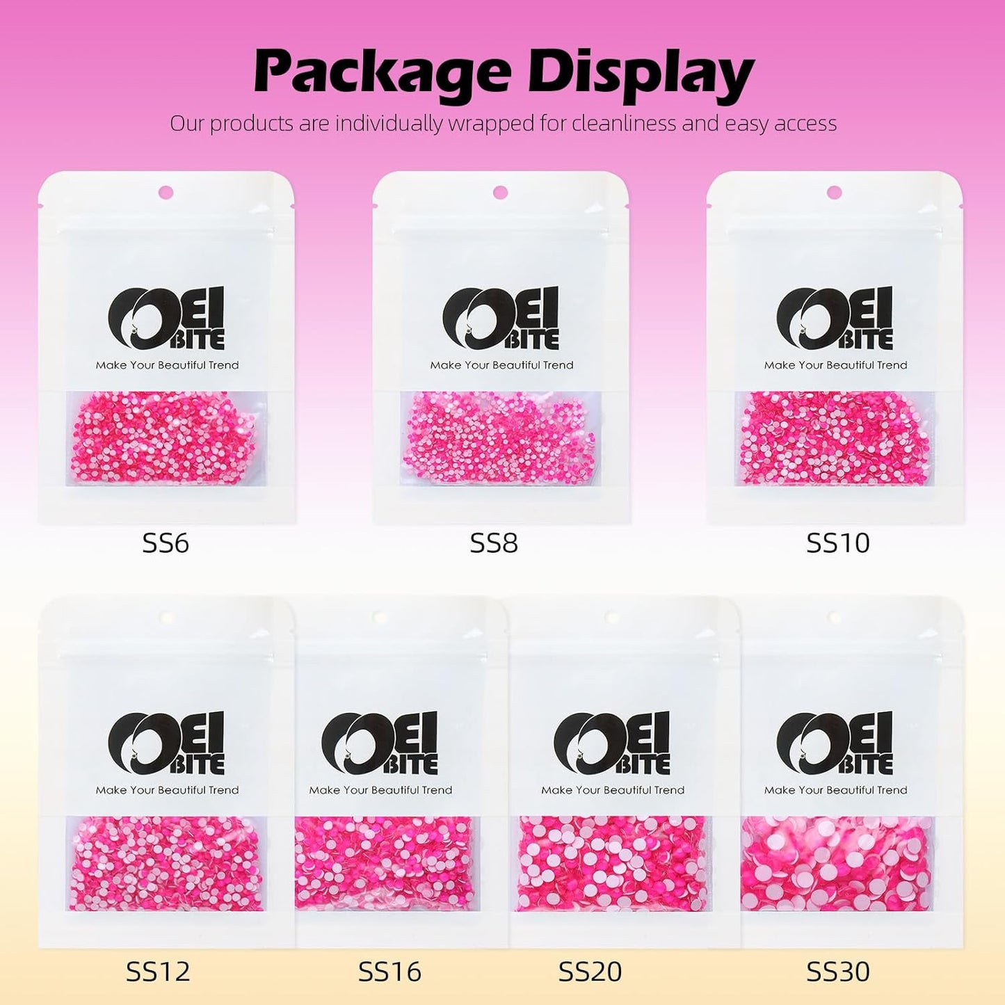 Neon Rose Flatback Rhinestones, Glass Rhinestones for Nail Art and Craft, Glue Fix, Loose Crystal Gemstones(Neon Rose, SS10, 1440pcs, 2.7-2.8mm)