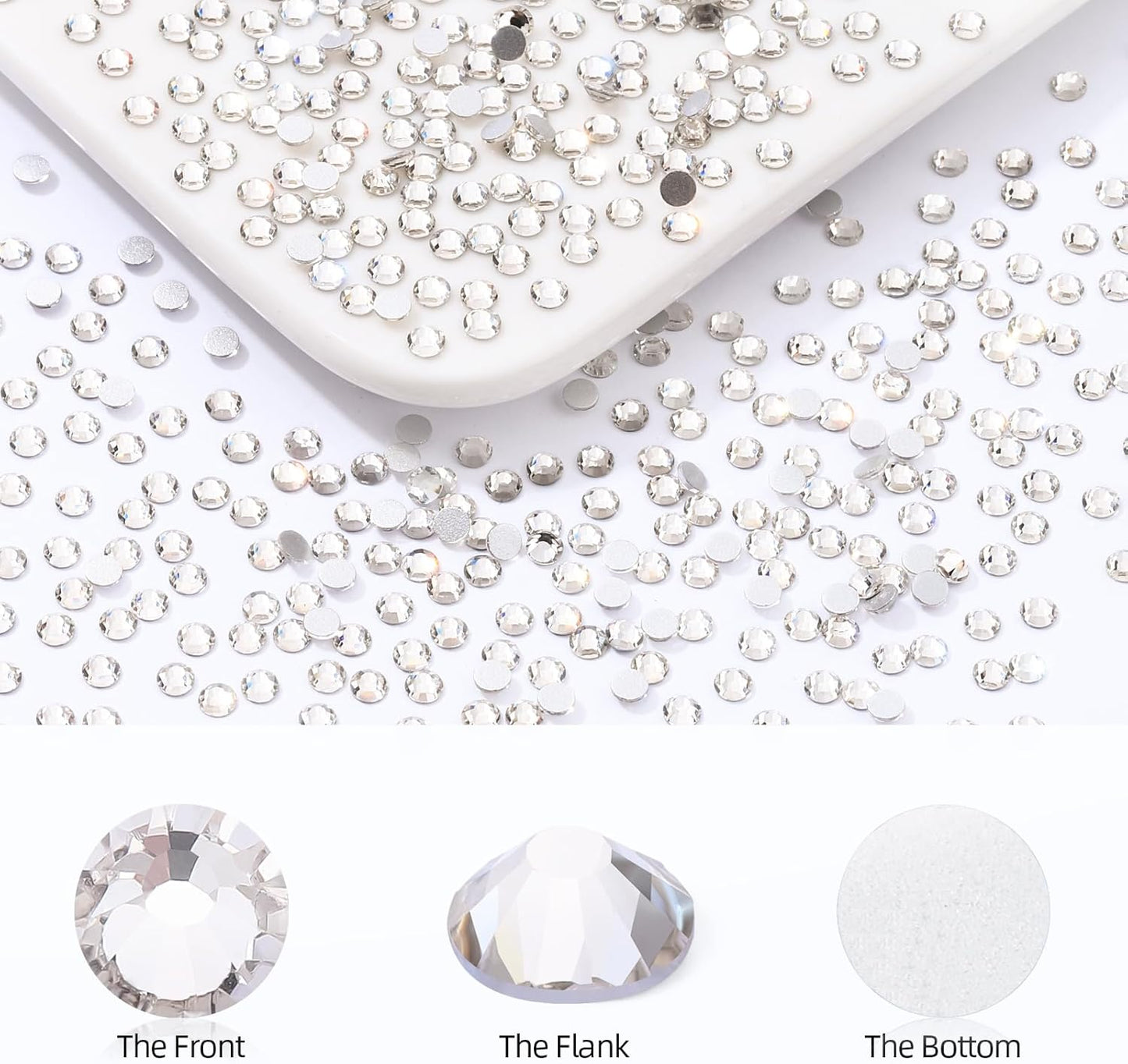 Crystal Clear Flatback Rhinestones, Glass Rhinestones for Nail Art and Craft, Glue Fix, Loose Crystal Gemstones(Crystal, SS3, 2880pcs, 1.3-1.4mm)