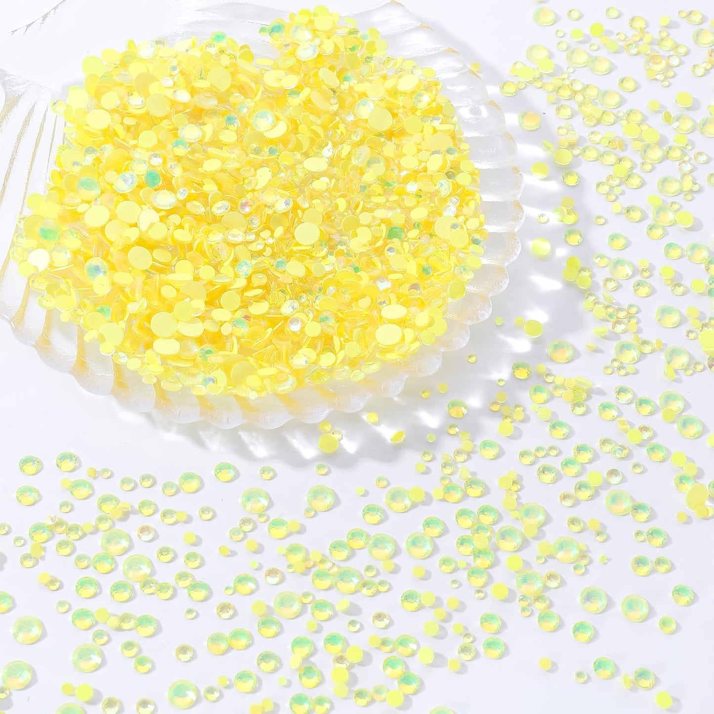 F Yellow Flatback Rhinestones, Glass Rhinestones for Nail Art and Craft, Glue Fix, Loose Crystal Gemstones(F Yellow, SS30, 288pcs, 6.4-6.6mm)