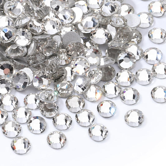 Crystal Clear Flatback Rhinestones, Glass Rhinestones for Nail Art and Craft, Glue Fix, Loose Crystal Gemstones(Crystal, SS34, 288pcs, 7.1-7.3mm)