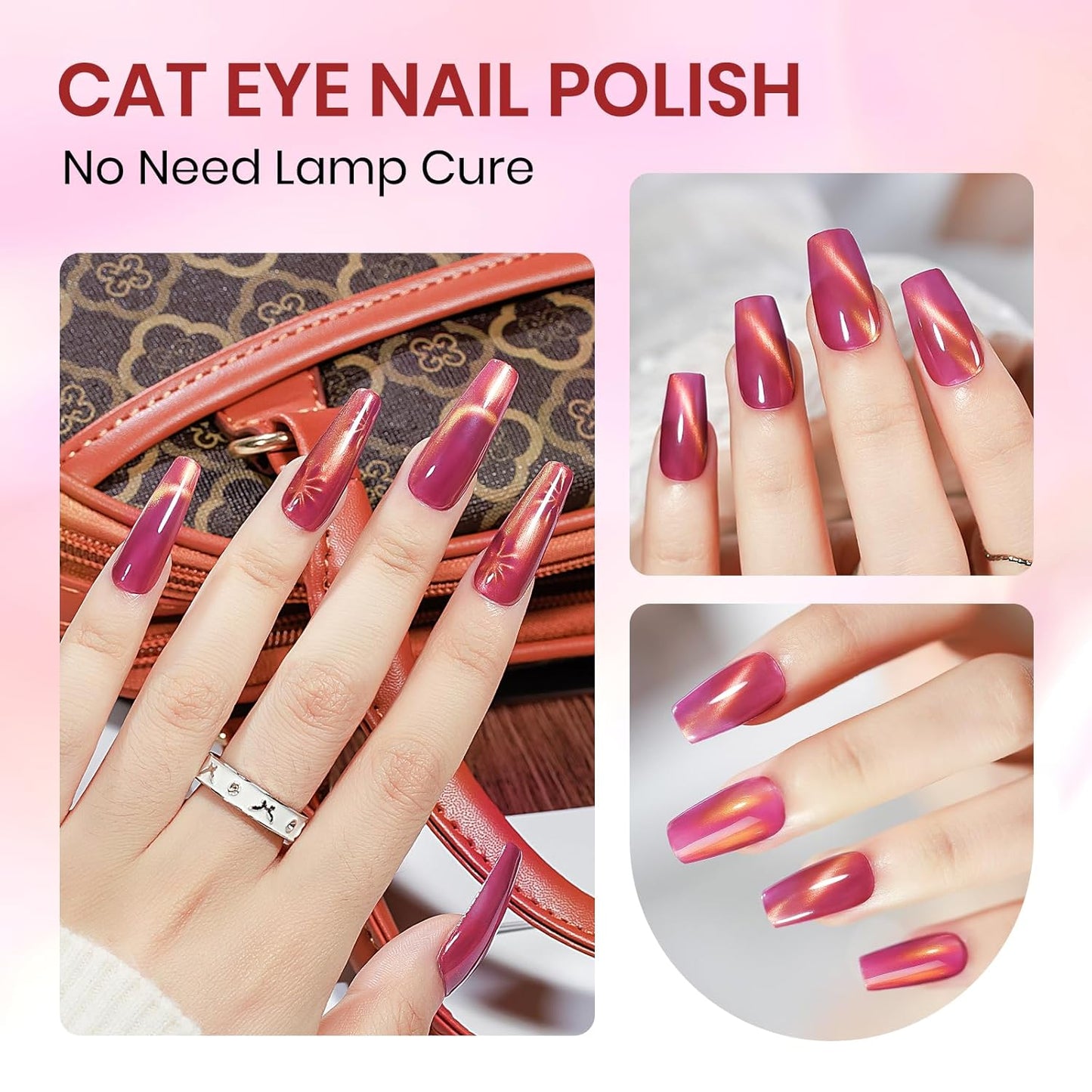 Cat Eye Nail Polish Non Gel with Magnet Quick Dry Cateye Magnetic Nail Polish for Fingernail Air Drying Fast Lacquer Manicure Gift For Women Girls 16ml, 0.54fl oz