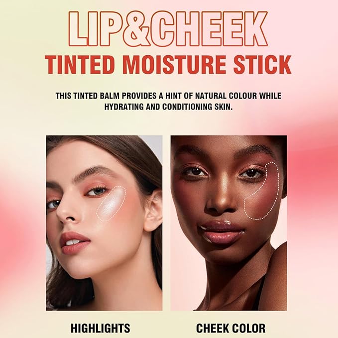 Blush Stick, Cream Blush Stick for Cheeks & Lips, Blendable Long-Lasting Multi-Use Contour Stick & Highlighter Makeup (#6 HIGHLIGHT)