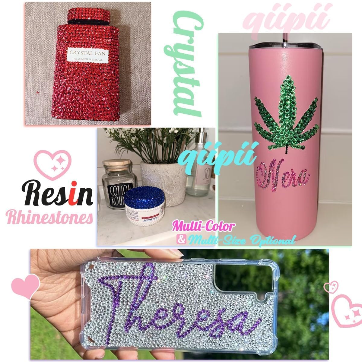 Clear Silver Resin Rhinestones for Crafting Crystal White Flatback Rhinestones 3mm 4mm 5mm Non-Hotfix Stones Diamonds Crystals Gems Charms for Nails Face Eyes Makeup Tumblers Bottles DIY Crafts