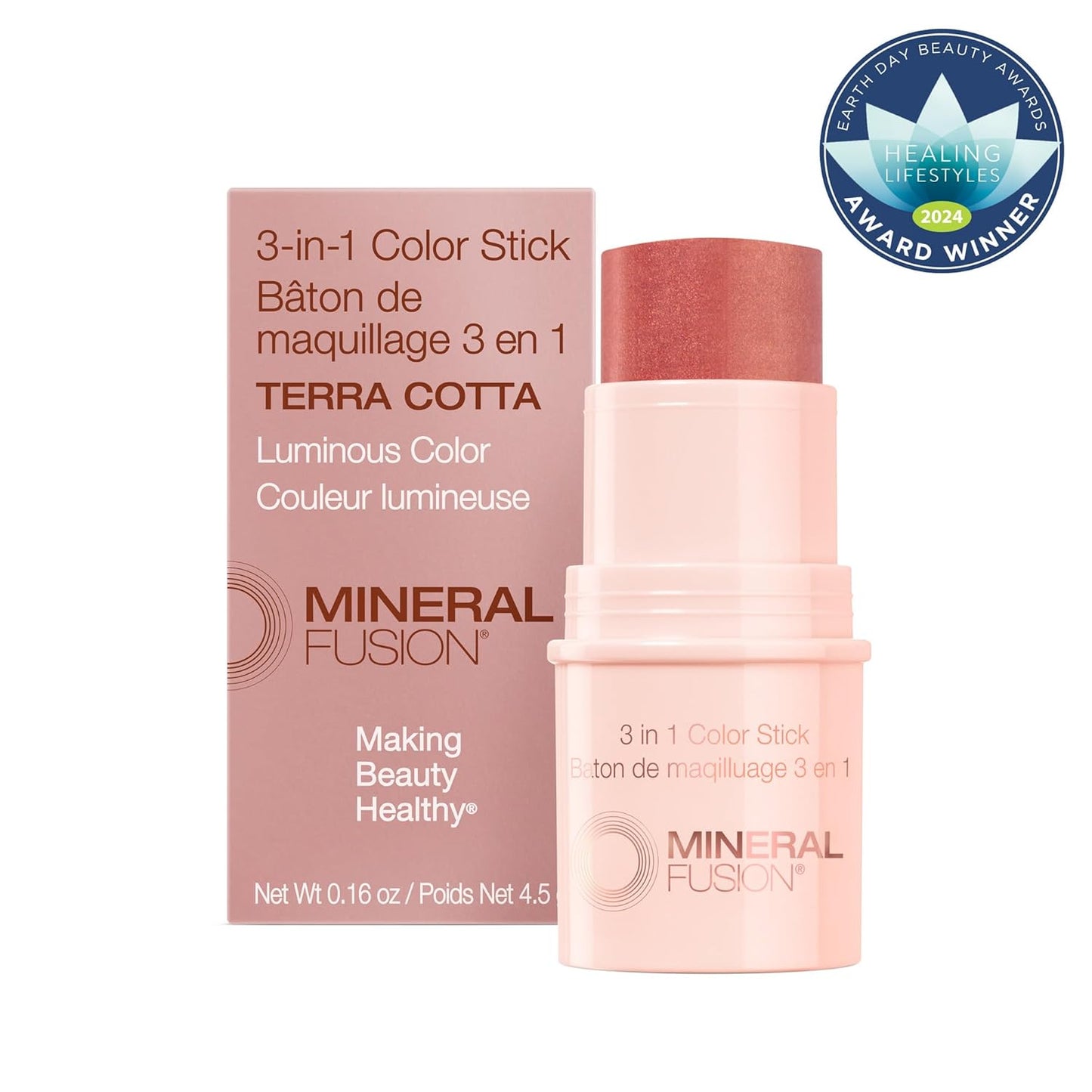 Mineral Fusion, 3 In 1 Color Stick Terra Cotta, 0.18 Ounce