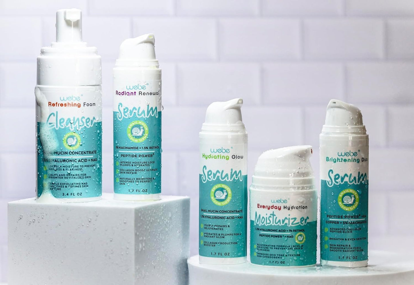 WEBE Naturals Snail Mucin 94% Hydrating Glow Serum | 1.3% Hyaluronic Acid & N-Acetyl Glucosamine | Collagen Boosting, Plumping, Anti Aging, Intense Moisturizing Serum for Radiant, Dewy Skin