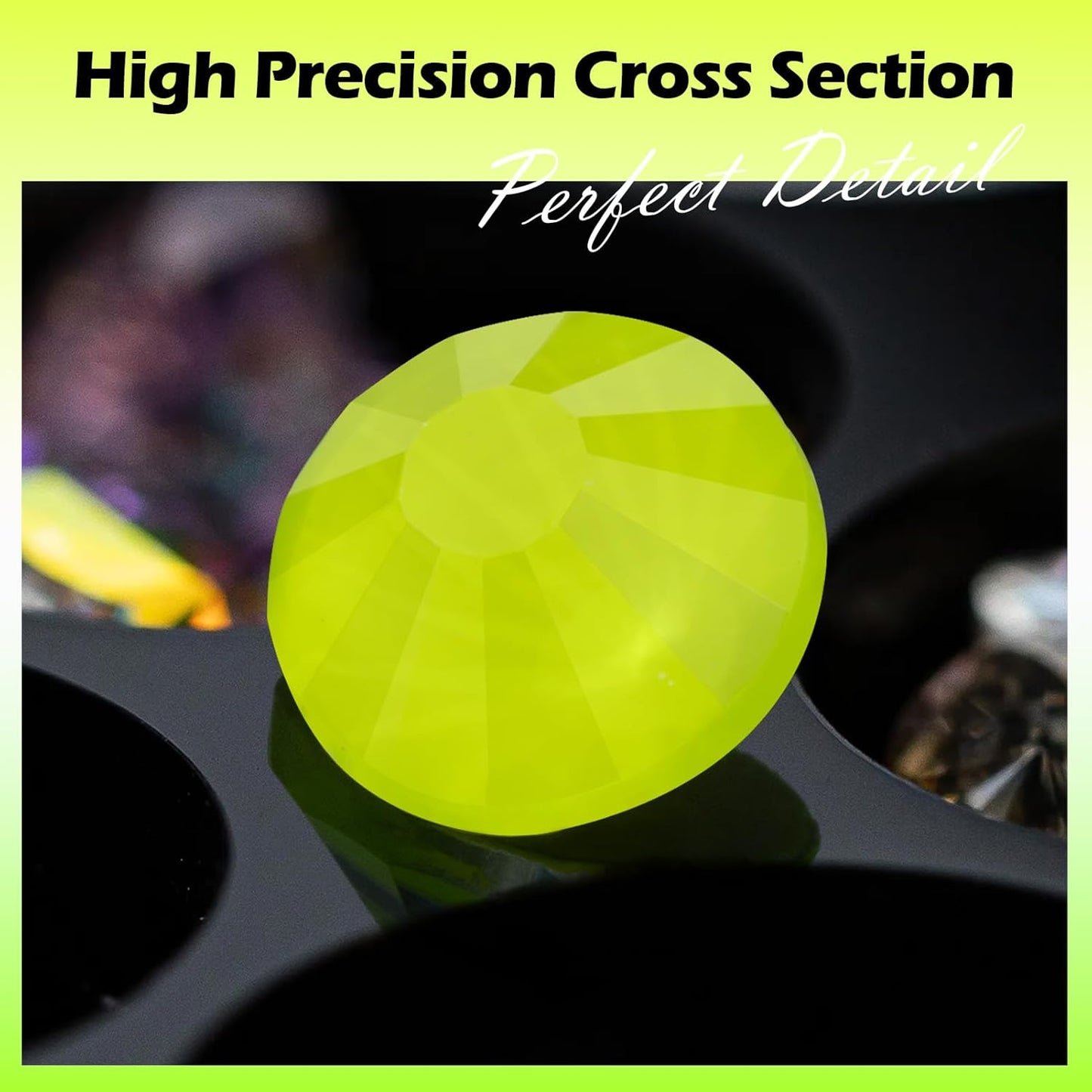 Neon Yellow Flatback Rhinestones, Glass Rhinestones for Nail Art and Craft, Glue Fix, Loose Crystal Gemstones(Neon Yellow, SS12, 1440pcs, 2.9-3.0mm)