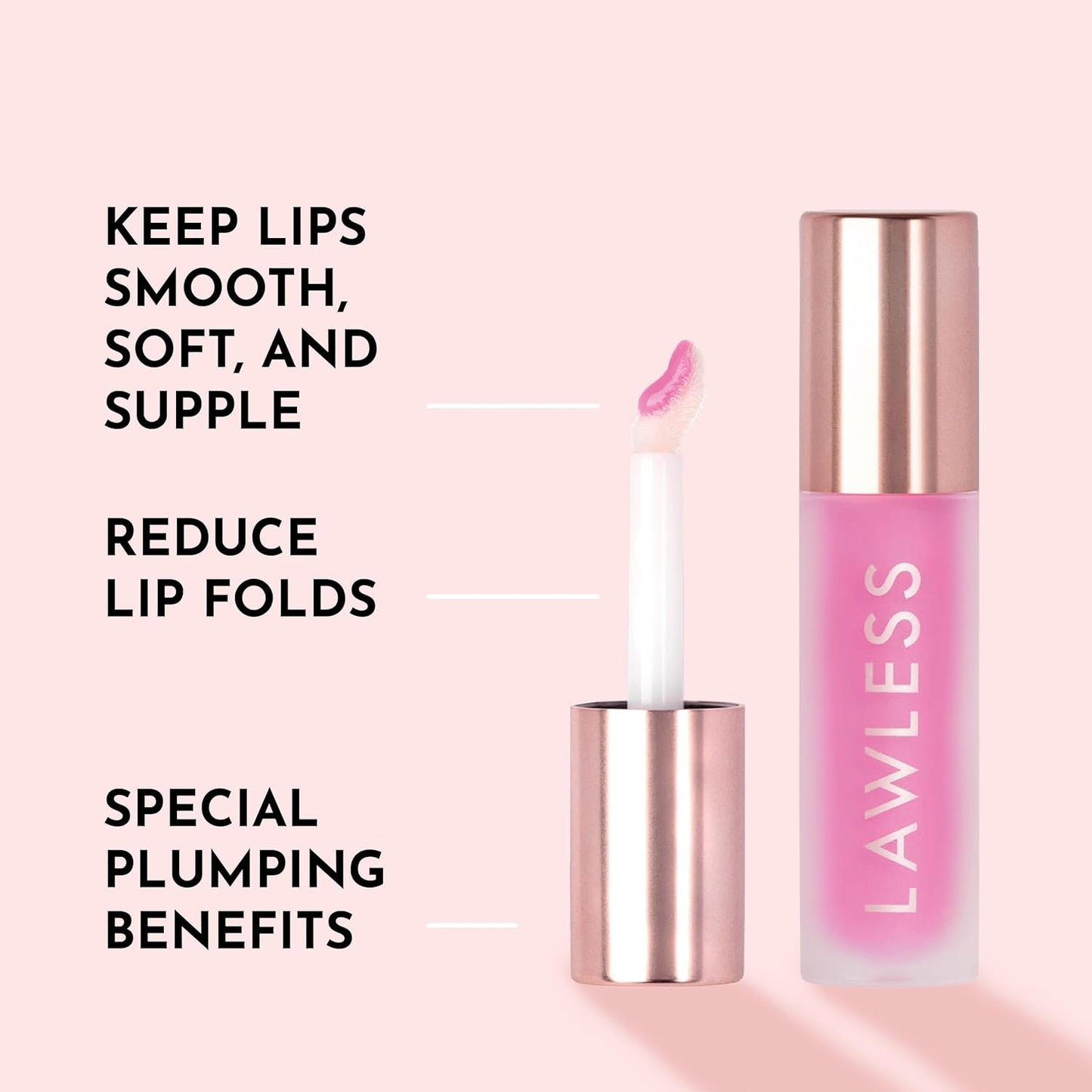 Lawless Forget the Filler Lip Plumping Line Smoothing Gloss - Strawberry Popsicle - Premium Volumizing Lip Gloss with Natural Ingredients Designed to Plump, Firm, and Hydrate Lips 0.11 oz