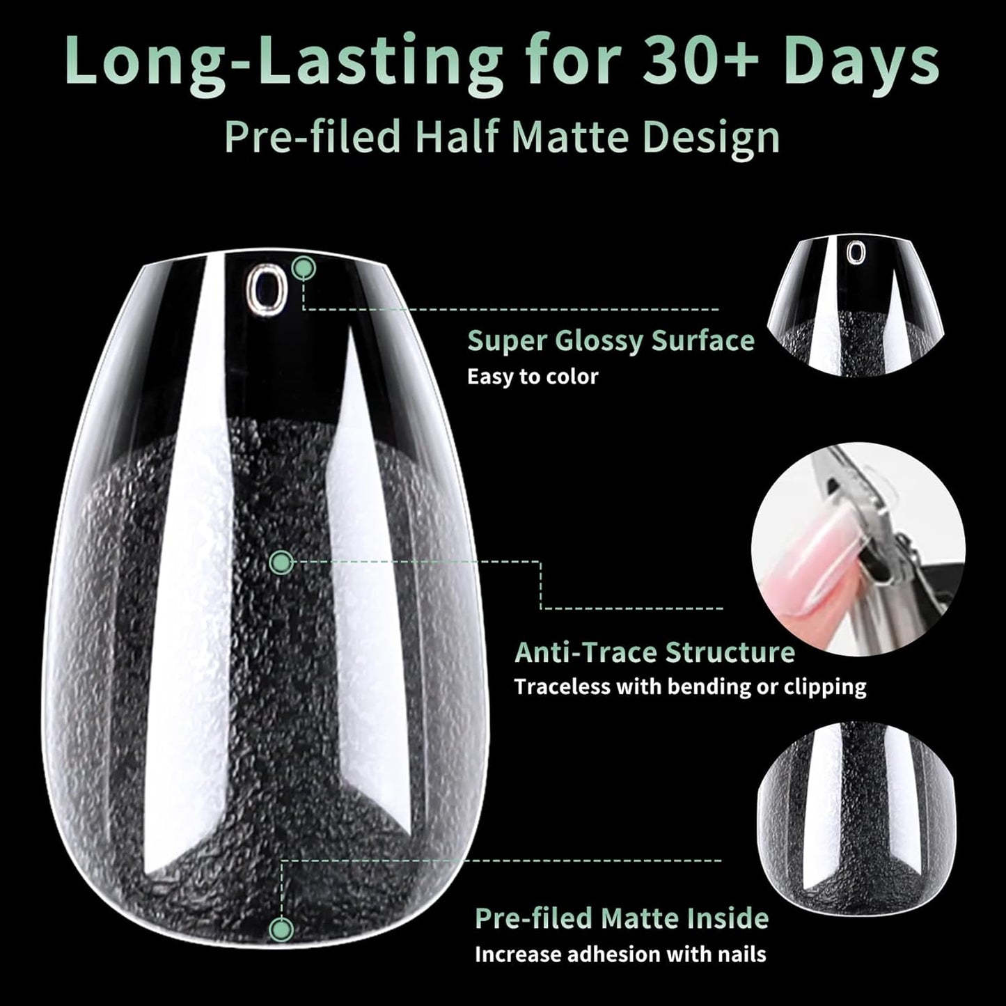 Short Coffin Nail Tips, 216pcs Acrylic Ballerina Soft Fake Nails Gel Nail Tips, Full Cover Pre-Shaped Matte Clear Press on Nails for Extension, Diy at Home Manicure 12 Sizes