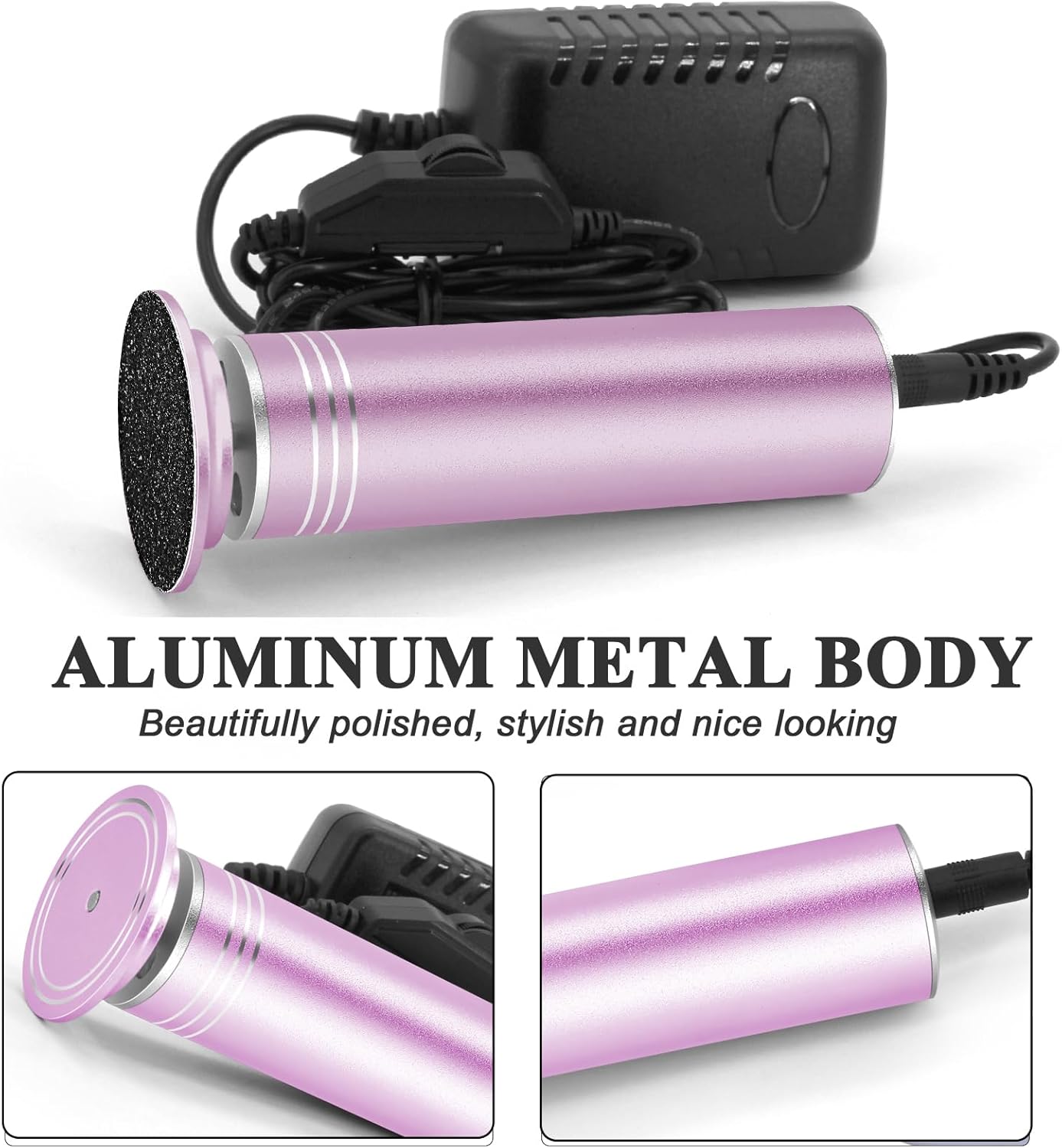 Upgraded Electric Callus Remover for Feet 1200RPM Adjustable Speed Professional Electric Foot File Foot Sander Pedicure Tools for Women Men Hard Cracked Dead Skin, 60 Sandpaper Discs, Pink