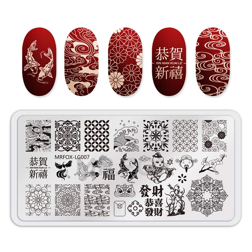 MR.FOX Nail Board Set - Chinese, Republic, Ancient Style Wedding Theme Pattern - Bubble Republic Style Art DIY Hot Stamping Template