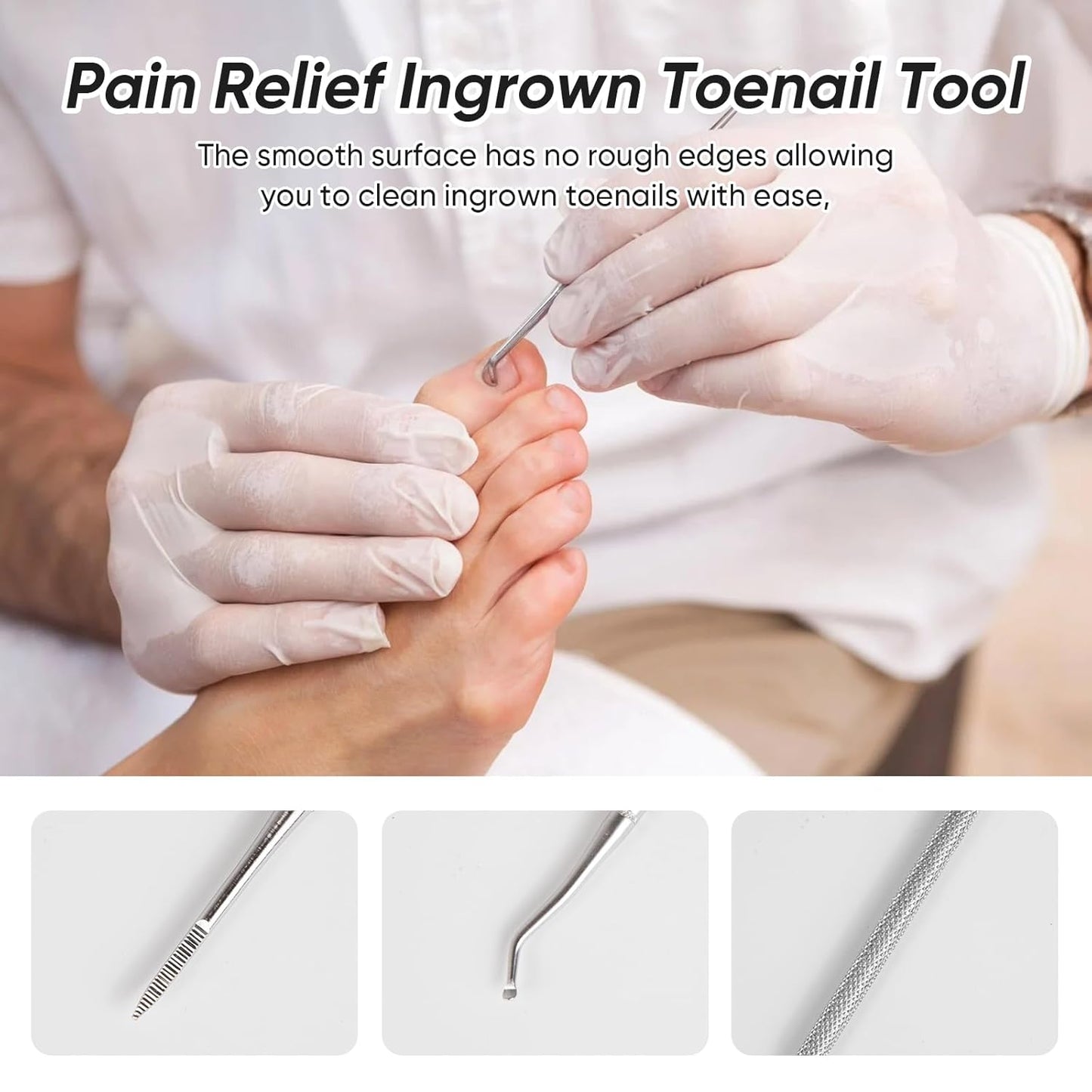 6PCS Ingrown Toenail File and Lifters,Professional Surgical Stainless Steel Ingrown Toenail Tool- Safe Nail Cleaning Treatment Pedicure Tools Kit Under Sidewall Cleaner Pain Relief Accessories