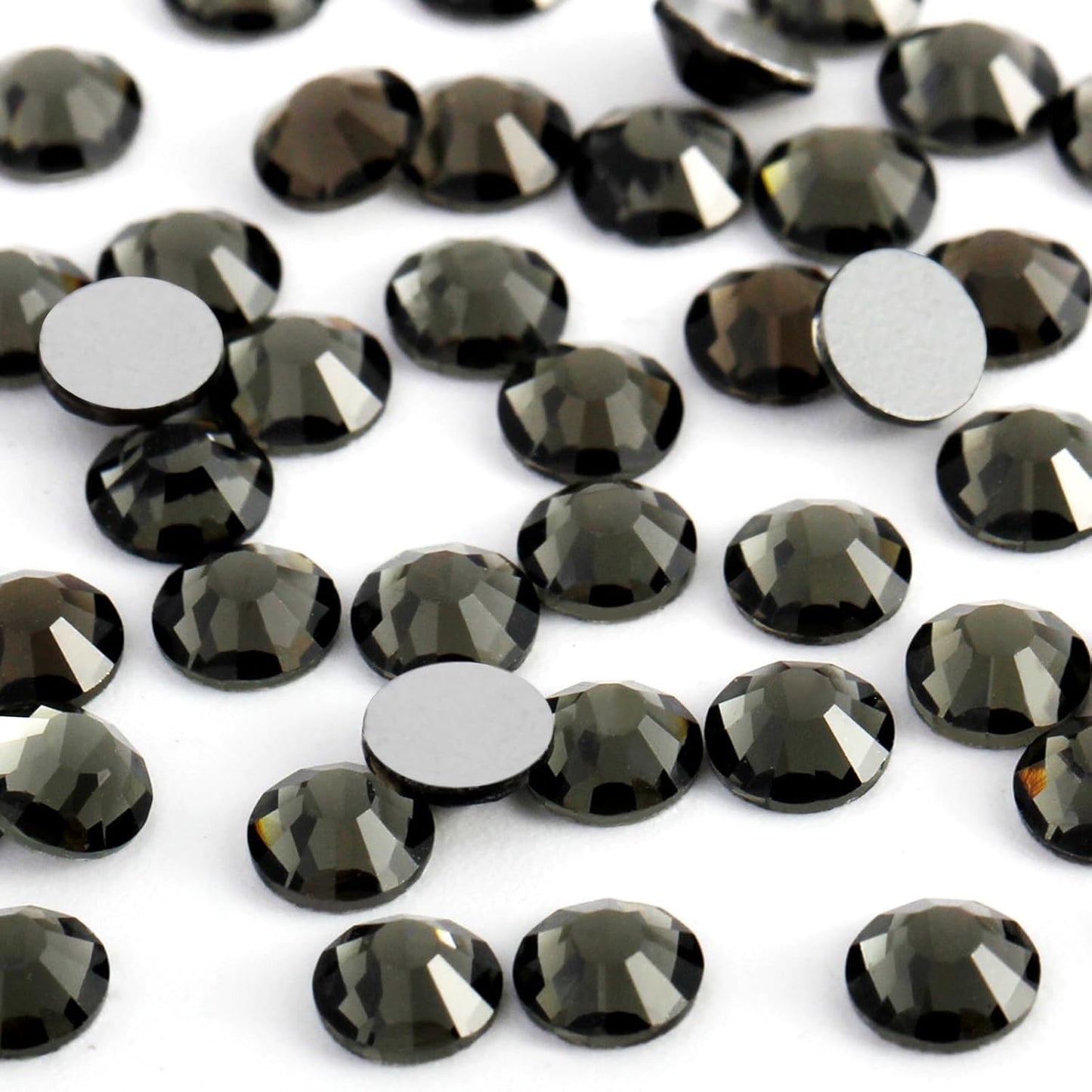 5000PCS SS6 Flatback Rhinestones | 12-Facet Diamond-Cut Glass Gems for Nail Art, Clothing, DIY Crafts |Glue-On Decoration Stones with Silver Backing(Black Diamond)