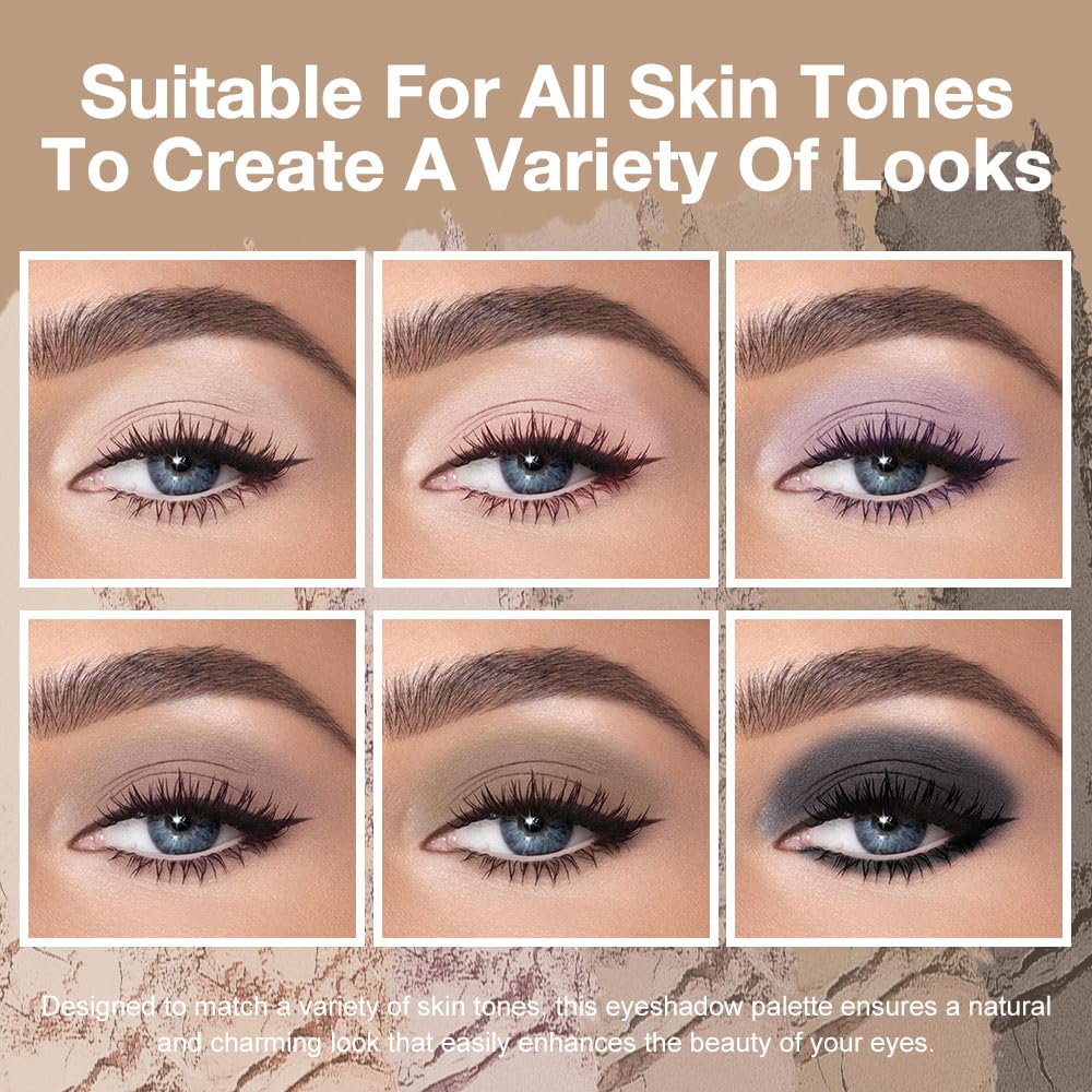 6 Colors Mini Dark Nude Brown Eye Shadow Palette Makeup for Older Women, Neutral Matte Shimmer Eyeshadow Palette Highly Pigmented Waterproof, paleta de sombras de ojos, Vegan & Cruelty-free, 06