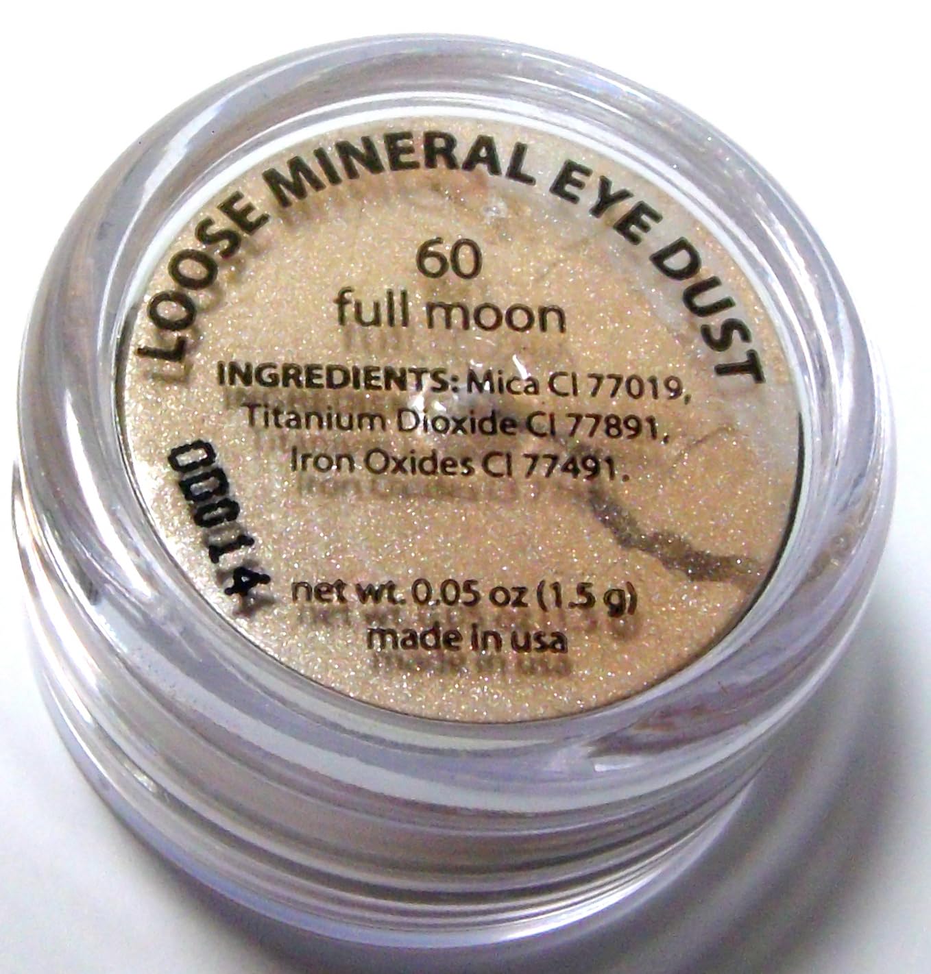Full Moon Nude Beige Gold Shimmer Glam Single Loose Powder Eyeshadow; Vegan, Talc & Paraben Free