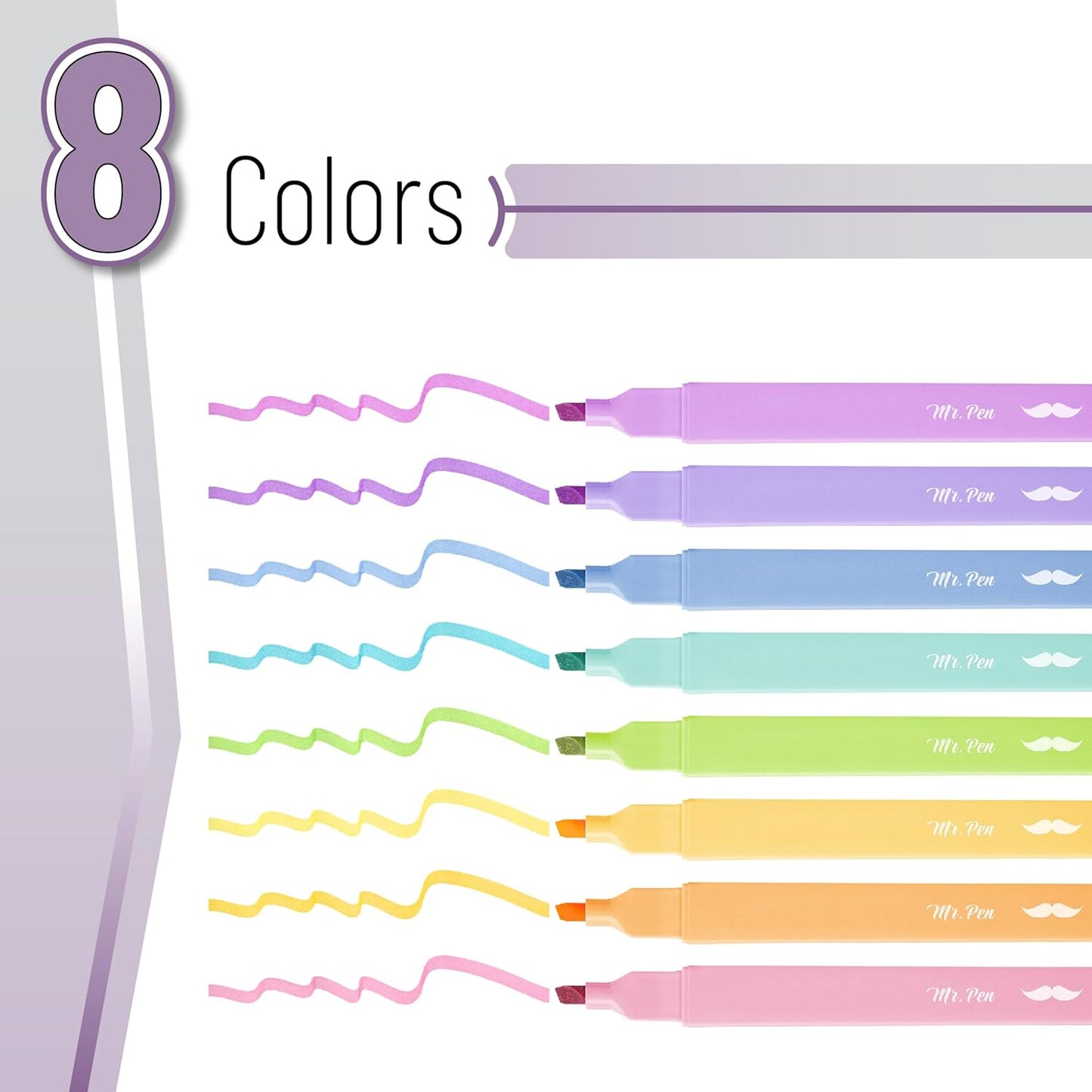 Mr. Pen- Aesthetic Highlighters, 8 Pcs, Chisel Tip, Pastel Candy Colors, Cute Assorted Colors, Bible Highlighters and Pens No Bleed for Bible Pages