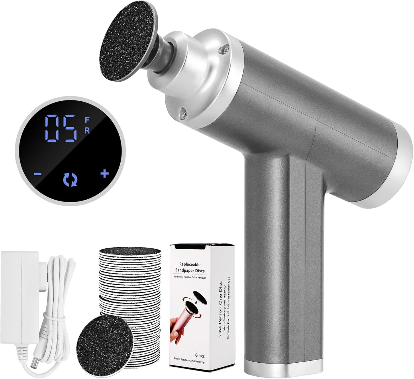 Upgraded Electric Callus Remover for Feet 4500rpm, Adjustable Speed Electric Foot Callus Remover Foot Sander Grinder Pedicure File for Women Men Dead Skin Cracked Heels (Gray)