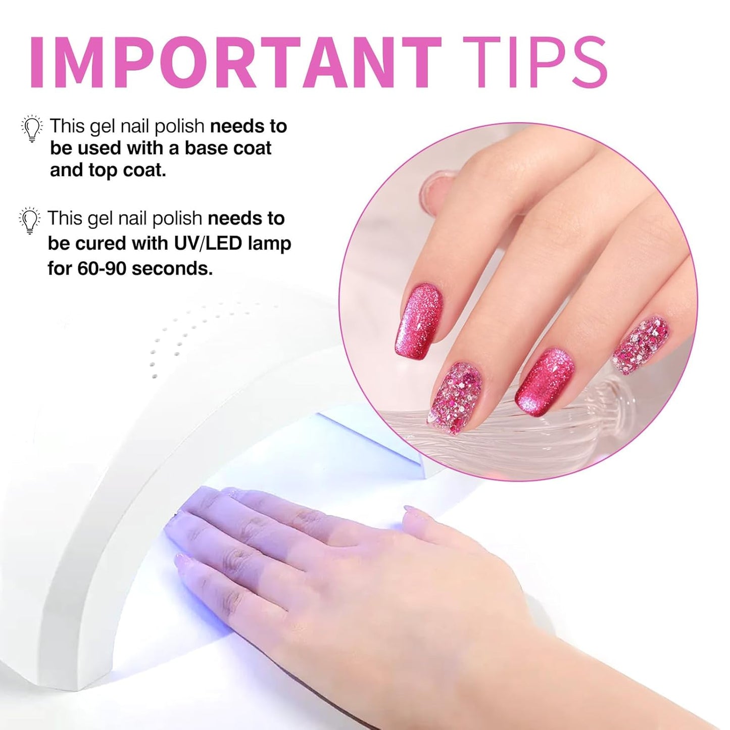 CANNI 1 Pcs Purple Glitter Gel Nail Polish, Shimmer Sparkly Light Purple Colors Gel Polish Soak Off Led Nail Art Gel Manicure Salon DIY