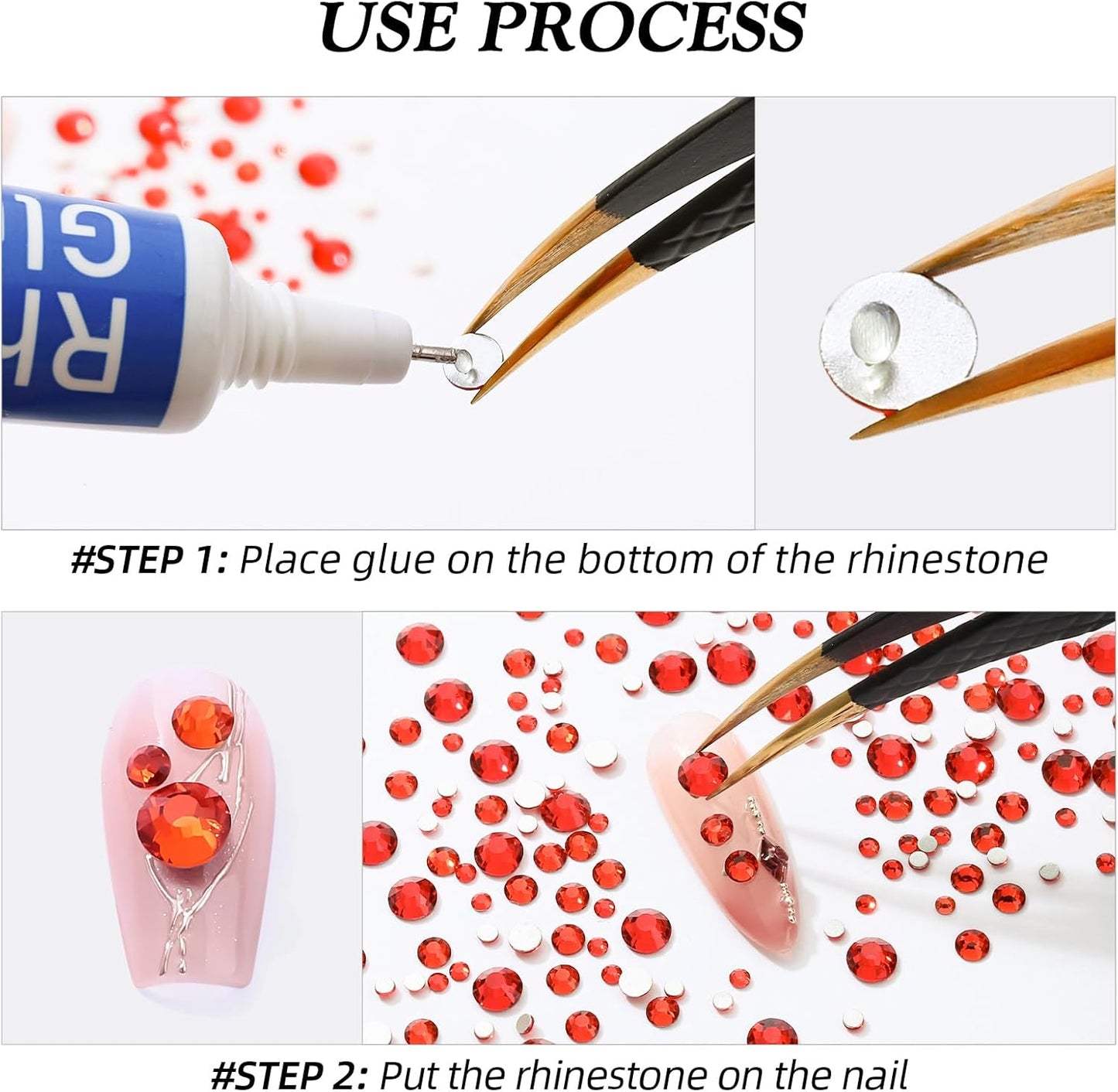 Light Siam Flatback Rhinestones, Glass Rhinestones for Nail Art and Craft, Glue Fix, Loose Crystal Gemstones(Red, SS4, 1440pcs, 1.5-1.7mm)