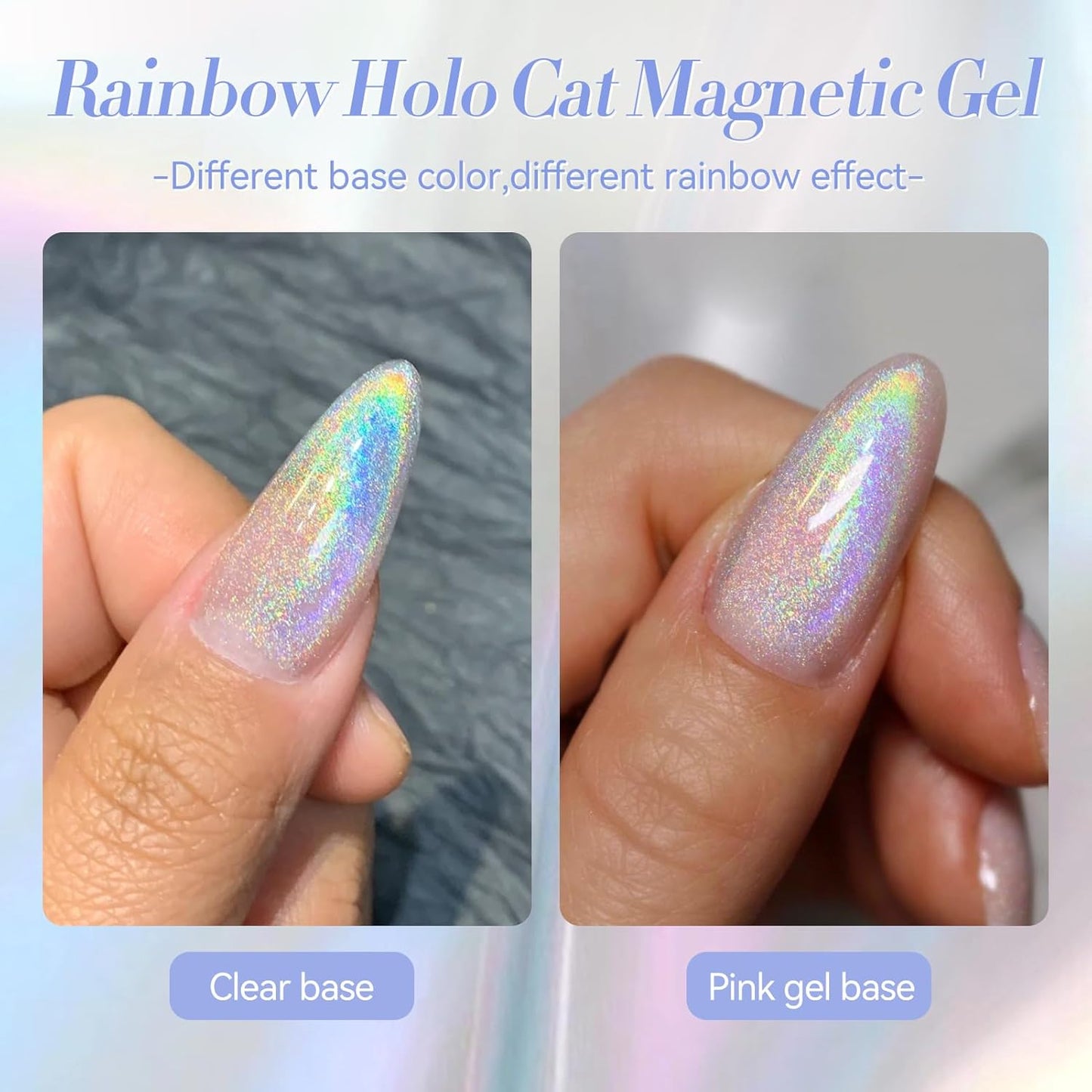 Born Pretty Magnetic Gel Nail Polish Silver Holographic Cat Magnetic Eye Gel Polish Nail Gel Soak Off Nail Art Salon Manicure Collection Gift