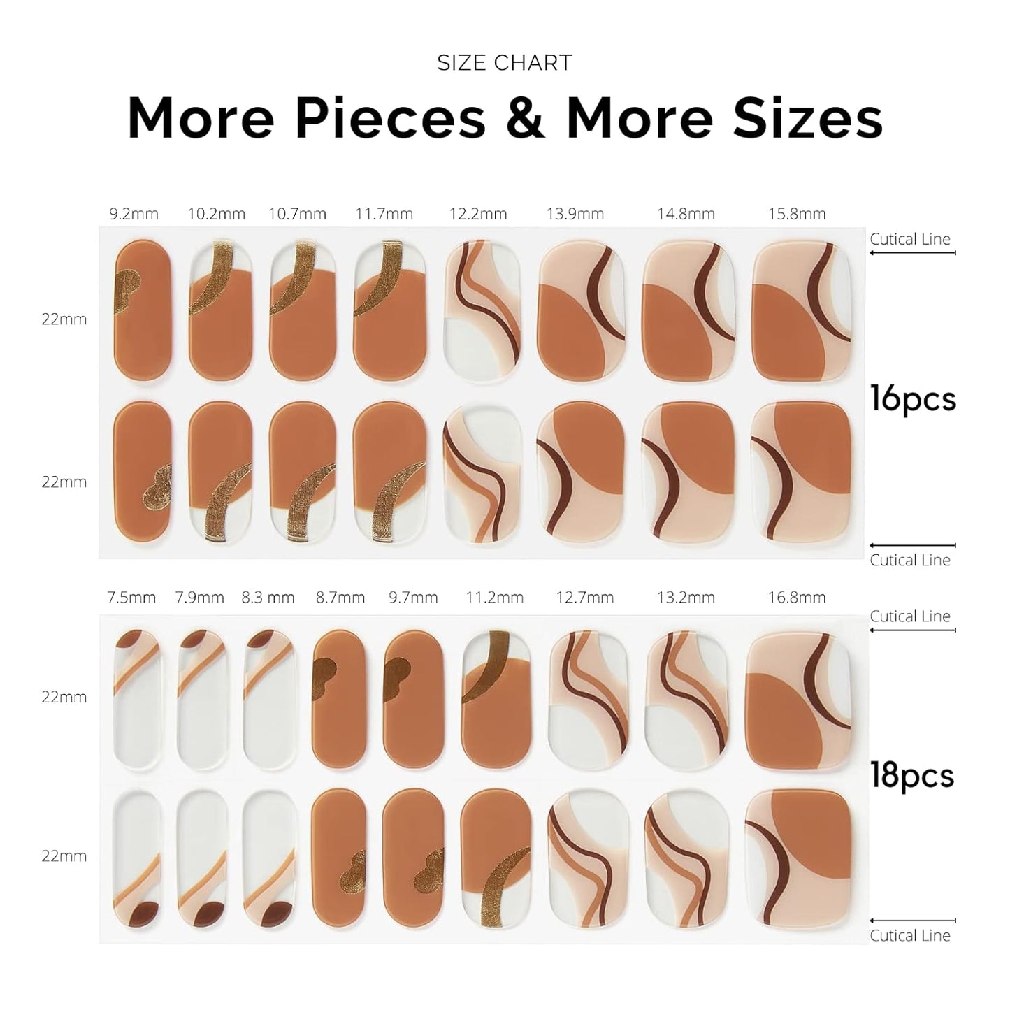 Nailog Semi Cured Gel Nail Strips 34 pcs| Long Lasting Nail Polish Sticker Wraps with Glossy Gel Finish, Maze