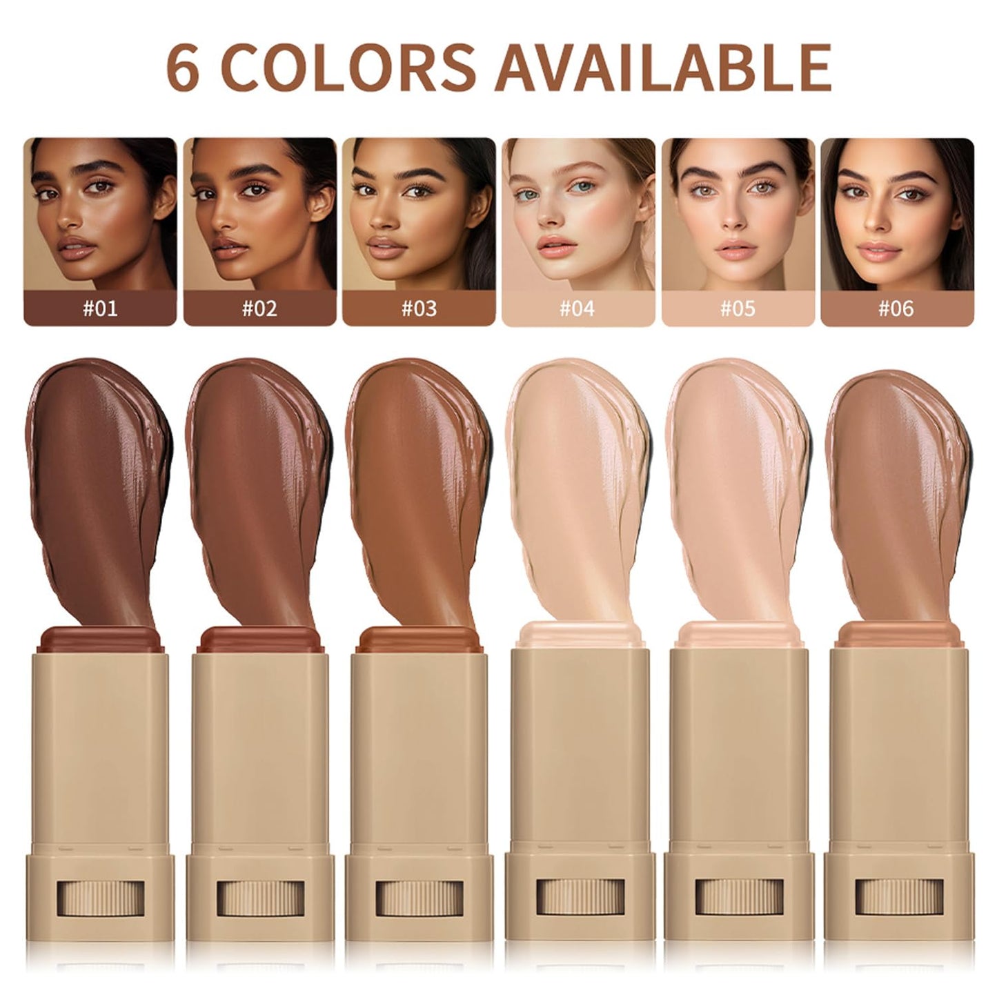 2PCS Foundation Stick Beauty Balm Serum Boosted Skin Tint, Solid Tinted Moisturizing Serum Contour Stick, Natural Fit, Moisturizing ＆ Concealing Foundation Sticks (#06)