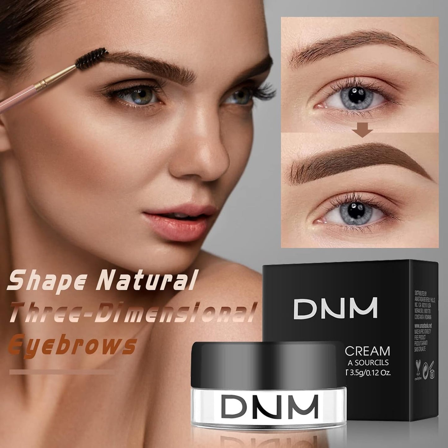 Eyebrow Pomade Kit with Dual-ended Eyebrow Brush, Water and Stain Resistant High Pigment Pomade, Corrects Brow Imperfections for Natural Long-lasting Brow Makeup (07# Taupe)