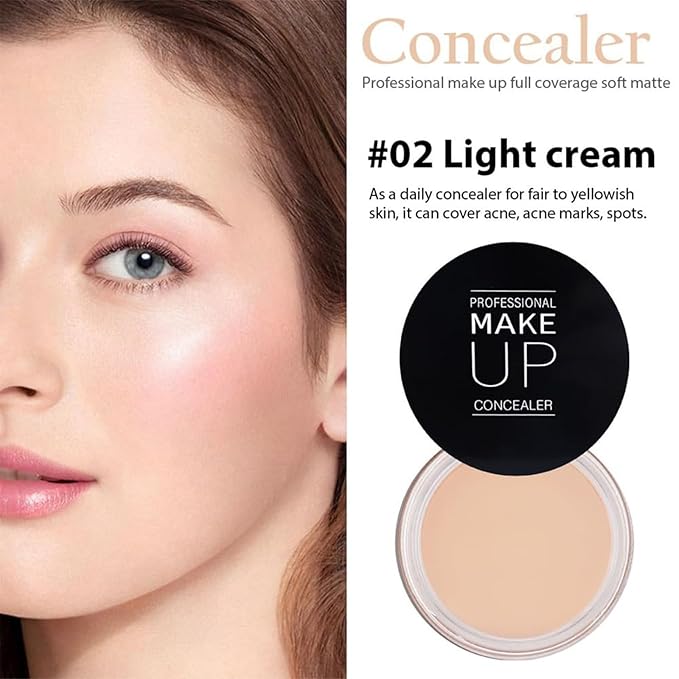 7 Color Solid Concealer Full Coverage Correcting Cream Concealer Waterproof Long-lasting Under Eye Concealer for Dark Circles Color Corrector Pro Concealer (Color 02)