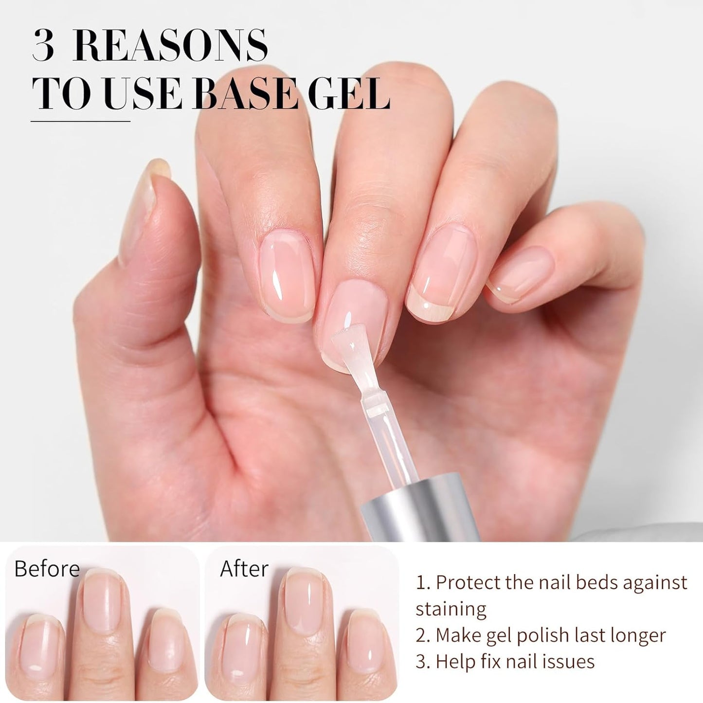 Born Pretty Base & Top Coat Set 2PCS, High Glossy Top Coat, Base Gel for Long Lasting Nails Shine Finish, Nail Art DIY Design Manicure Gifts for Women 10ML