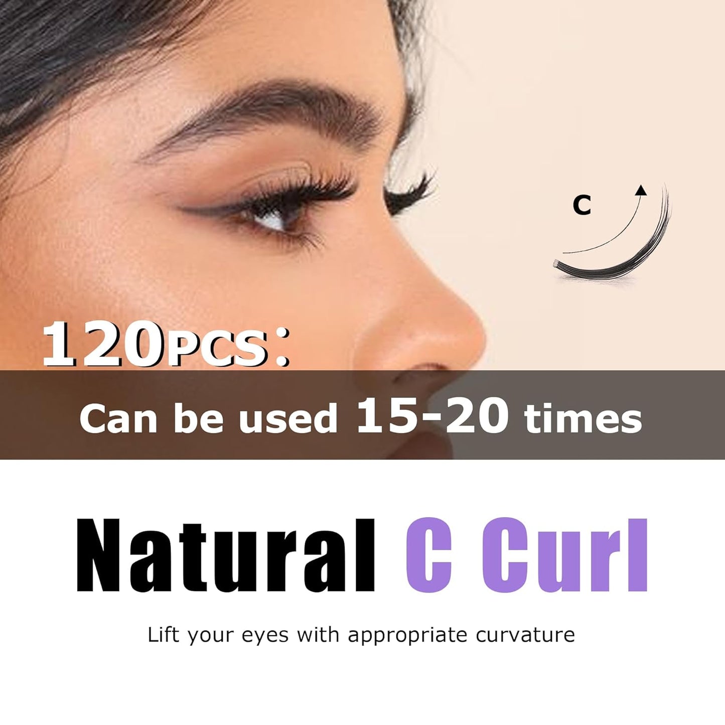 GAQQI Lash Clusters, Eyelash Clusters 120PCS C Curl Individual Lashes, Wispy Cluster Eyelash Extension 10-16mm Mixed Length, Natural Looking Cluster Lashes （GQ19, C Curl, 10-16mm)