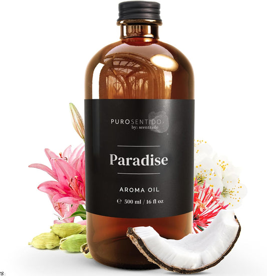 PuroSentido Paradise Tropical Aroma Oil (500 ml) - Luxury Essential & Fragrance Oil for Diffusers and Humidifiers, Creamy Coconut, Floral Notes & Soft Woods Home & Hotel Scent