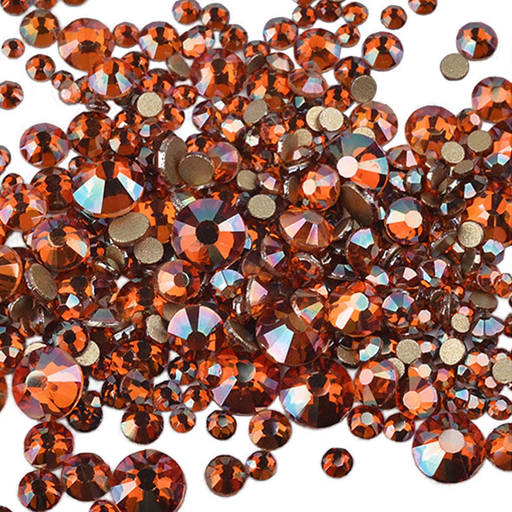 Rhinestones flat back gems round DIY decorative Nail Face and apparel accessories ss3-20 mix size(1440pcs amber)