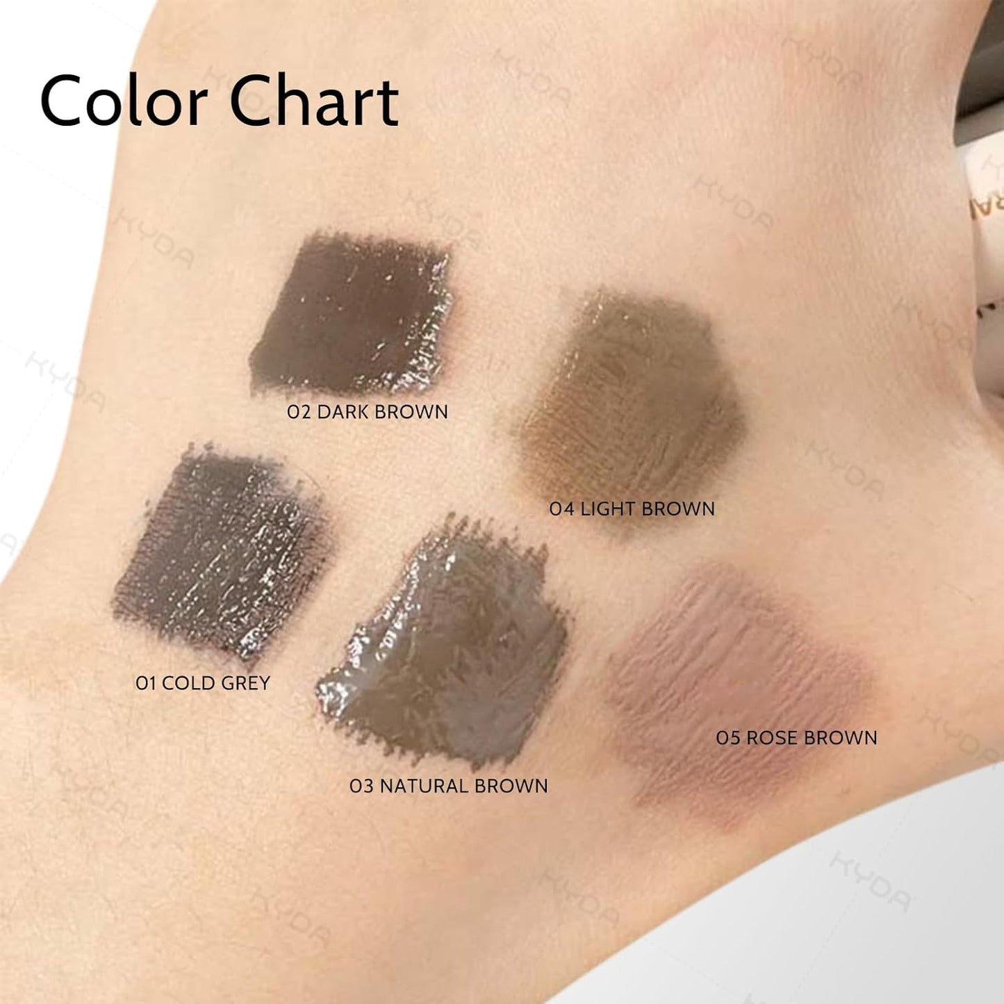 KYDA 2 Pcs Tinted Eyebrow Cream, Ultra-Fine Brush Tinted Brow Gel, Waterproof Smudgeproof Eyebrow Mascara, Long Wear, Natural Brow Makeup without Clumping, Cold Grey