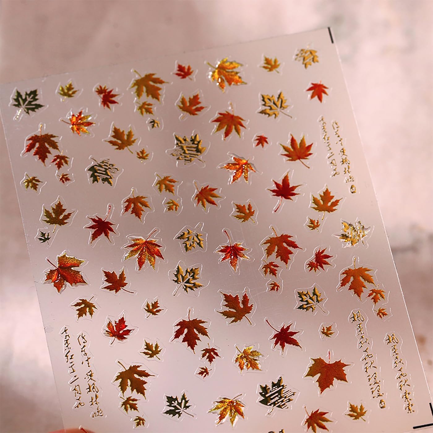 Fall Maple Leaves Nail Art Stickers for Thanksgiving, Gold Maple Leaves Nail Decals 5D Embossed Fall Nail Art Supplies for Women Girls Nail Decoration