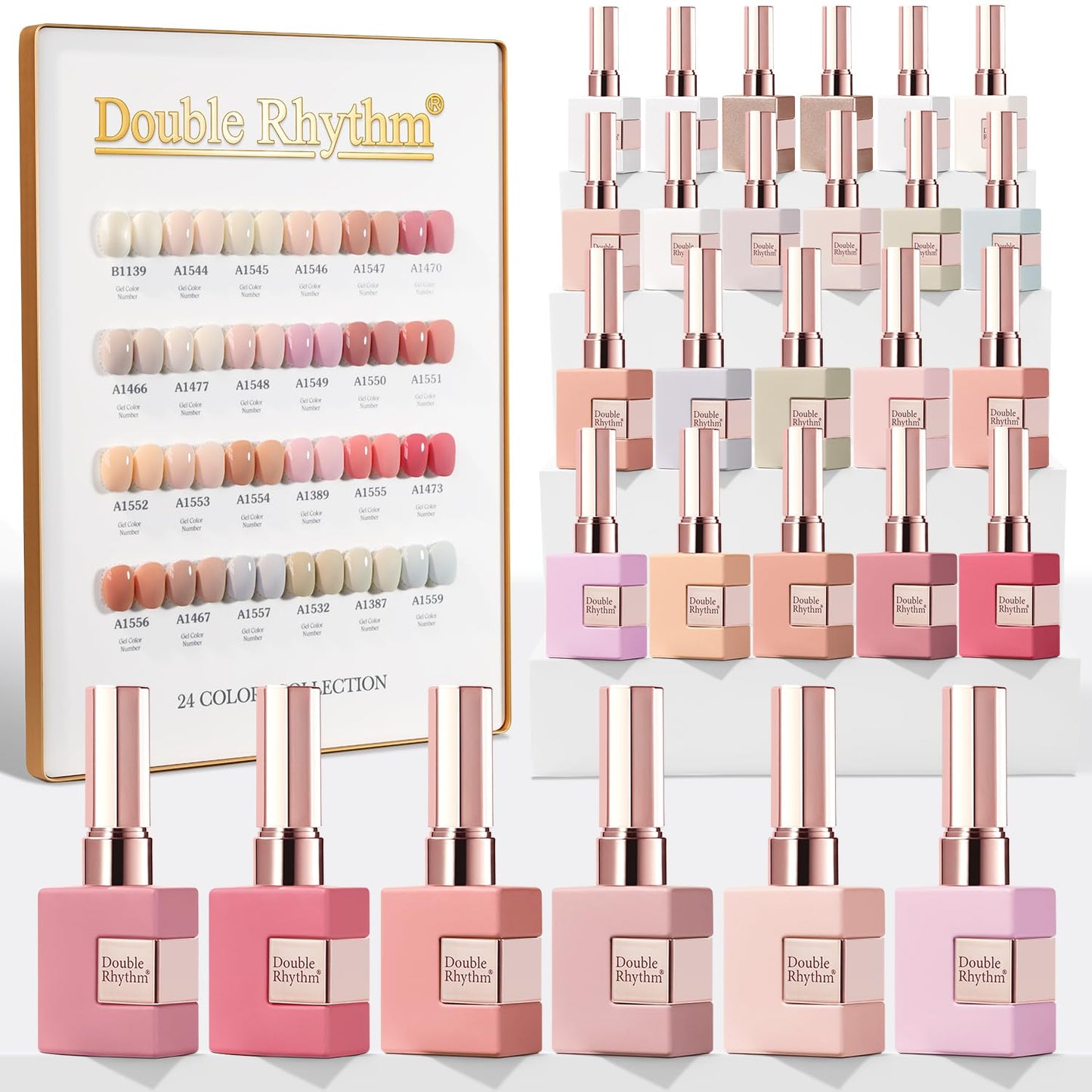 Double Rhythm 28Pcs 0.5Oz Gel Nail Polish Set Same Color Same Bottle Soak Off Gel Polish Kit Nail Art Manicure Salon DIY at Home for Women (Nude Pink Collection-T24-3)