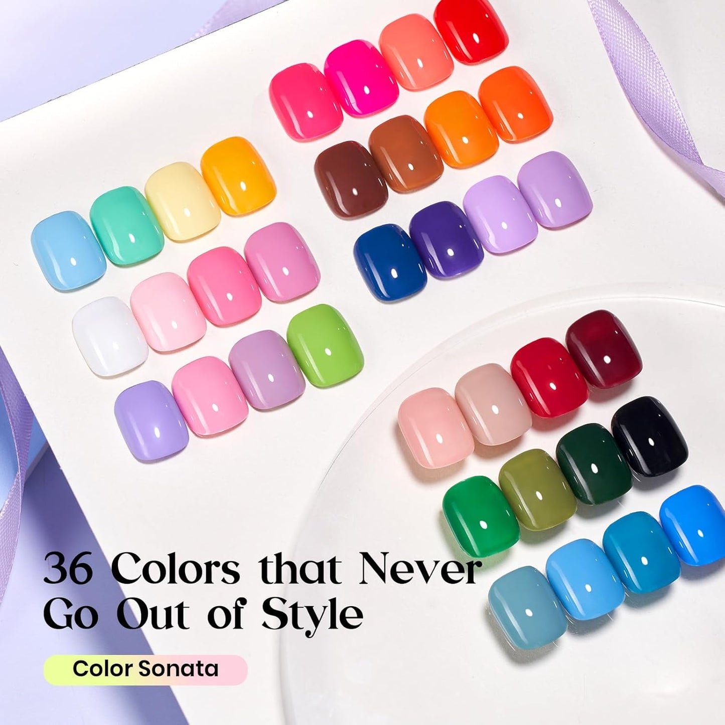 Beetles Gel Nail Polish Set – 36 Color Fall Yellow Brown Pink Red Gel Polish Kit with Base Coat Glossy Matte Glitter Top Coat Soak Off UV LED Gel for Nail Art Manicure Salon DIY Gift for Women