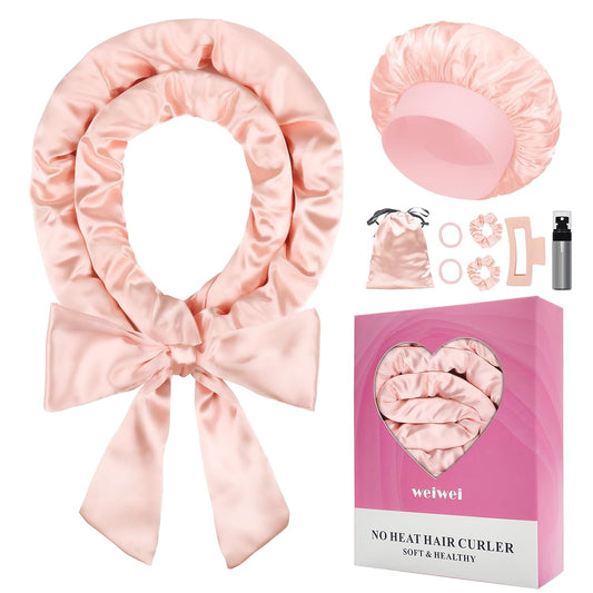 weiwei Satin Heatless Curls Overnight Hair Curler Headband, No Heat Curls Overnight Hair Curlers to Sleep In, 70" Hair Curlers No Heat, 9 Pcs Satin Heatless Curling Set for Women Long Hair