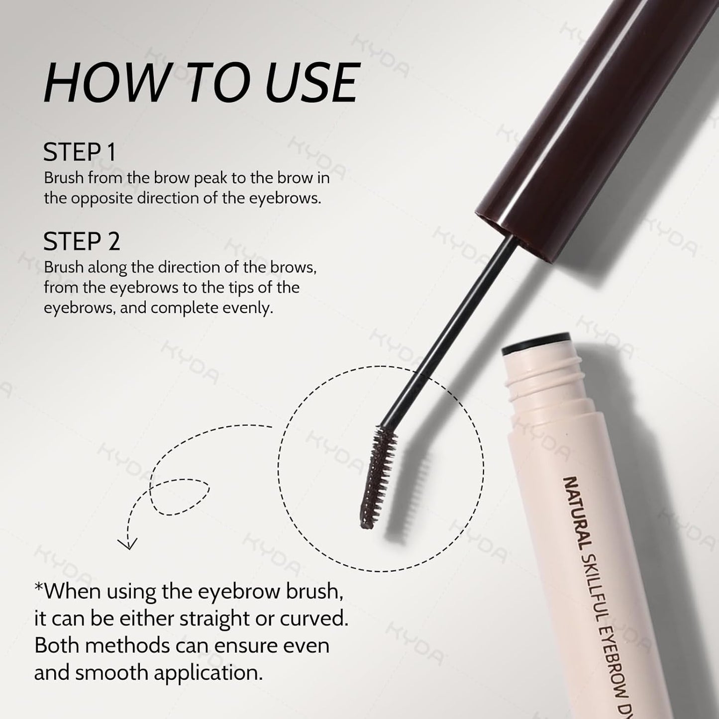 KYDA 2 Pcs Tinted Eyebrow Cream, Ultra-Fine Brush Tinted Brow Gel, Waterproof Smudgeproof Eyebrow Mascara, Long Wear, Natural Brow Makeup without Clumping, Dark Brown