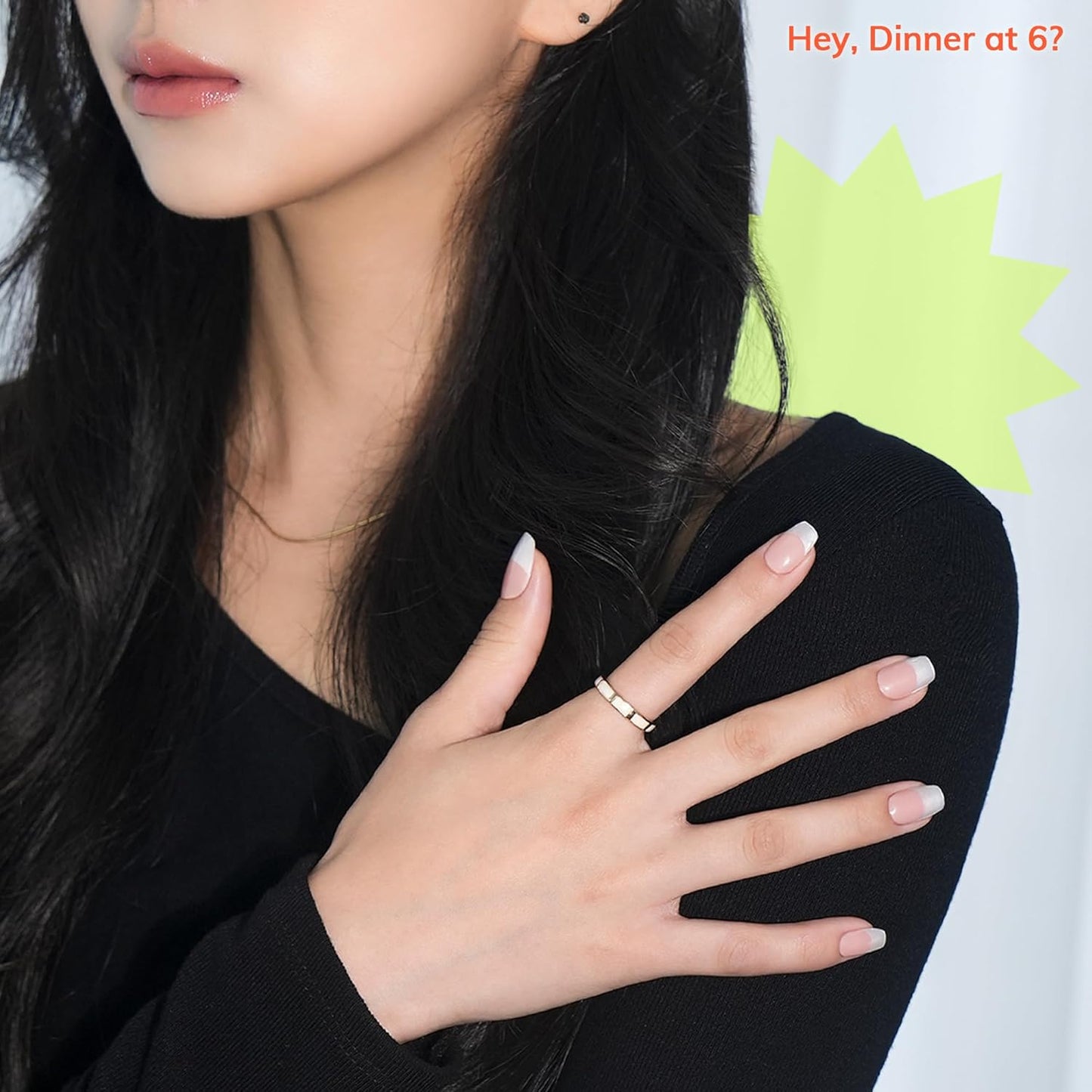 Semi Cured Gel Nail Strips | No LED Lamp Needed | French, Pink, Spring | Easy Apply & Remove, Salon Quality | Includes 28 Strips, 1 Prep Pads, Nail File & Wooden Stick - Hey, Dinner at 6?