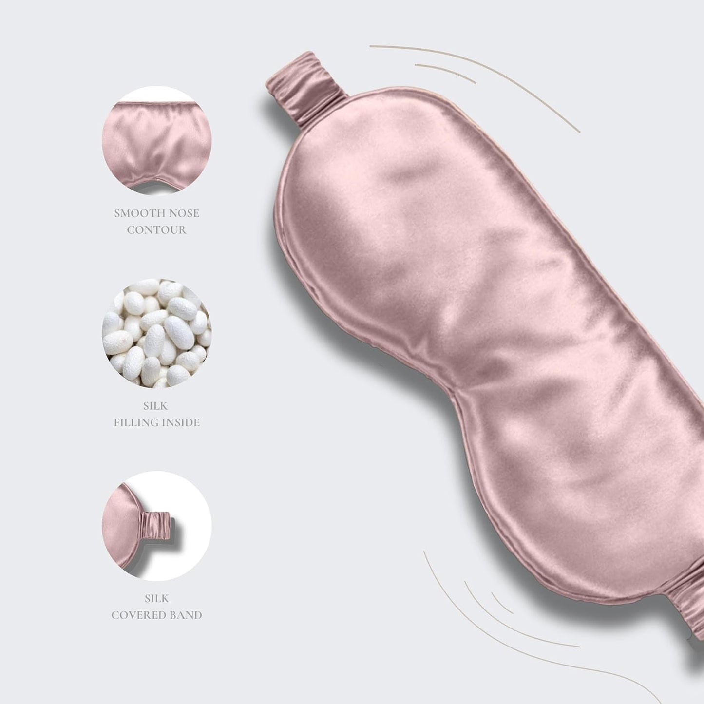 Silk Sleep Mask - 100% Pure 22 Momme Mulberry Silk Eye Sleeping Mask for Women and Men - Blackout Eye Mask for Sleeping (Light Pink)