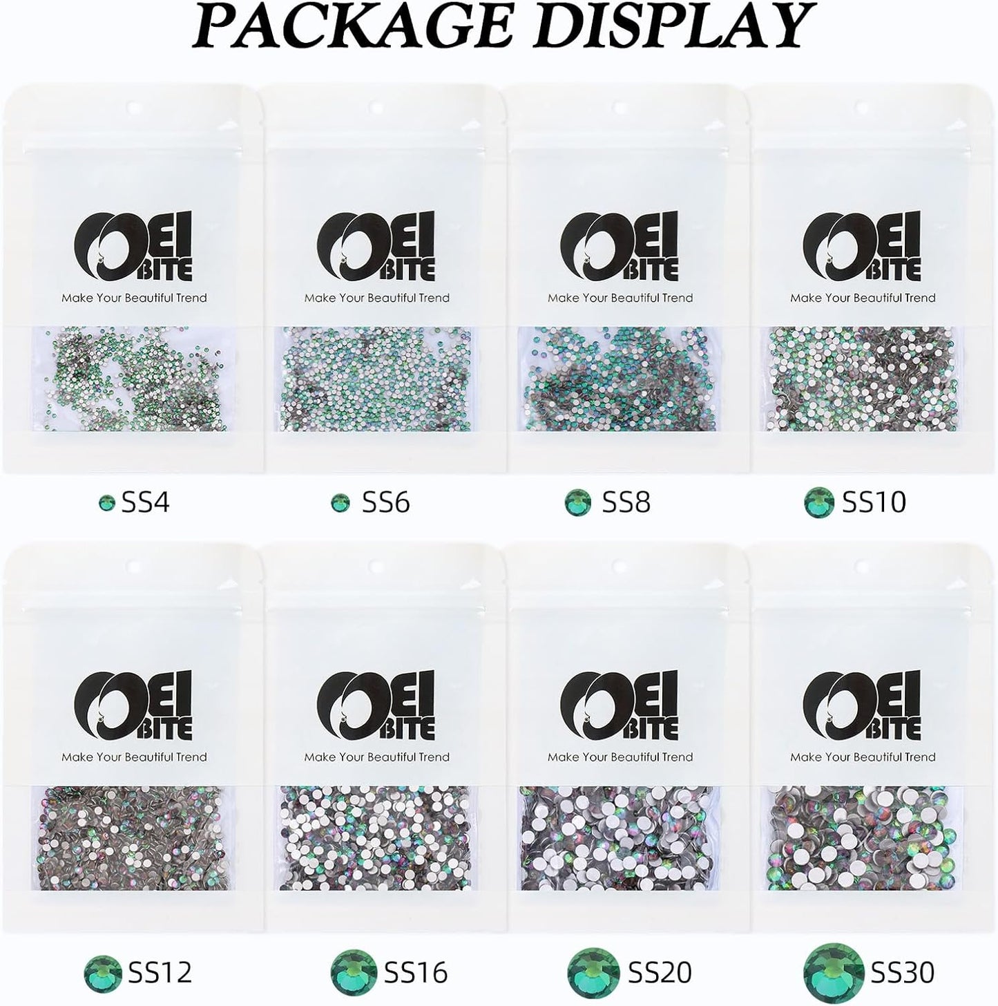 Green Volcano Flatback Rhinestones, Glass Rhinestones for Nail Art and Craft, Glue Fix, Loose Crystal Gemstones(Green Volcano, SS4, 1440pcs, 1.5-1.7mm)