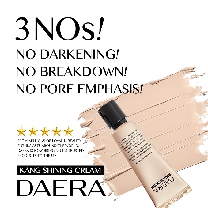 DAERA Kang Shining Korean BB Tinted Moisturizer Cream (1 Color,Neutral), Self Adjusting BB Cream,1.35 fl oz, Glowing Skin Natural Makeup, Buildable Coverage, Lightweight