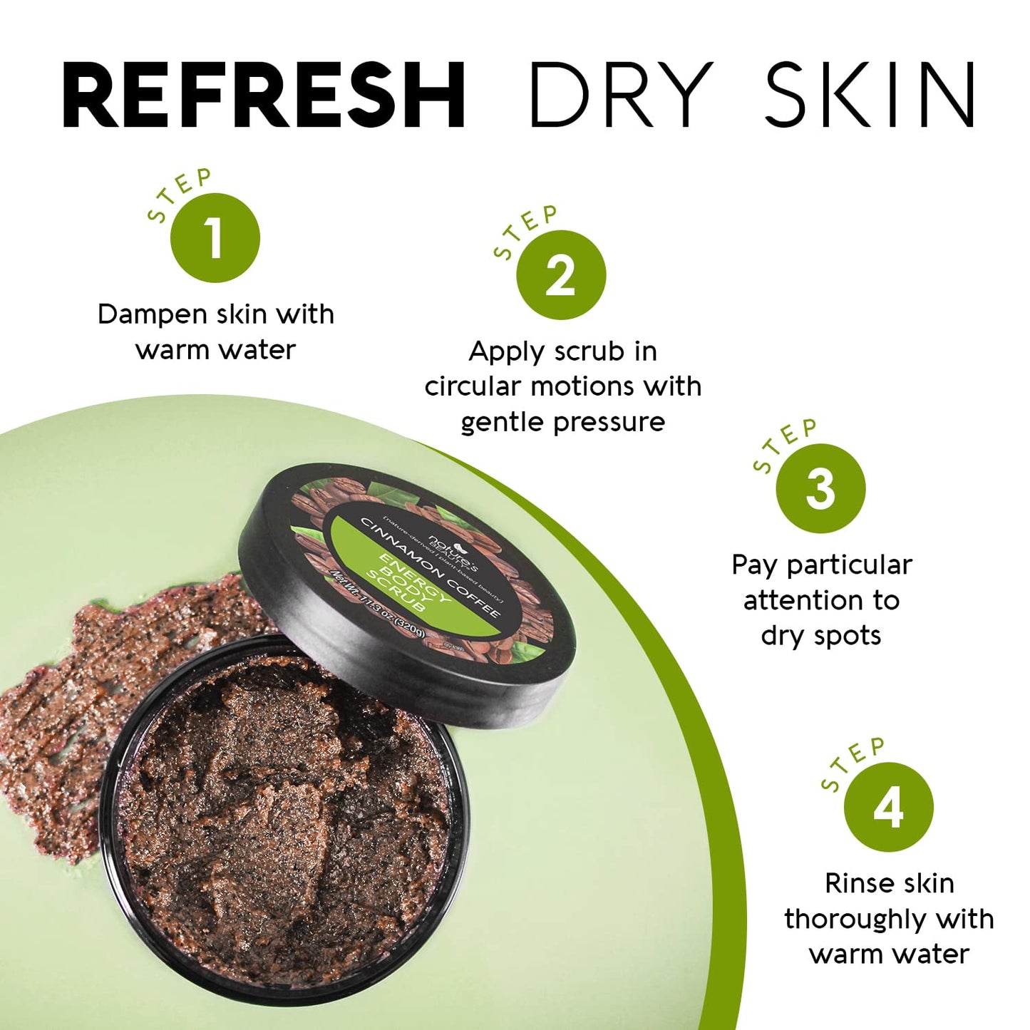 Nature's Beauty Cinnamon Coffee Energy Body Scrub Multi-Pack - Gently Exfoliate, Energize & Invigorate Dull Skin, Made w/Pomegranate & Babassu Oil + Coffee Seed Powder, 11.3 oz (2 Pack)