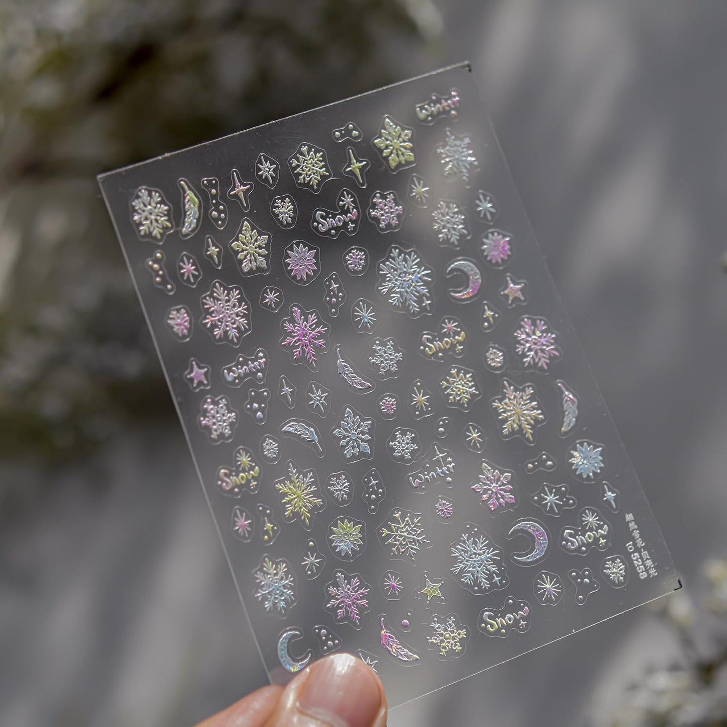 Colorful Snowflake Nail Sticker 3D Embossed Self-Adhesive Nail Decals Christmas Nail Art Sticker Winter Nail Supplies Design for Women Manicure Decorations Accessories